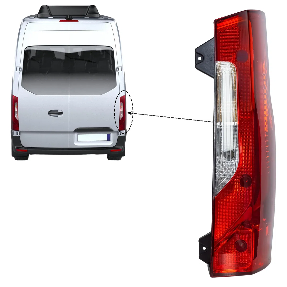 LONGLING Luz trasera derecha para Mercedes Sprinter W907 W910 2019-2024