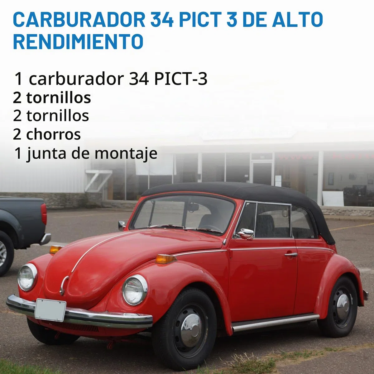 34 PICT-3 EMPI 12V Carburador con hardware compatible con VW Kaefer Cabrio Transporter T1 T2 1966 – 1979, repuesto para 113129031K 113129031N
