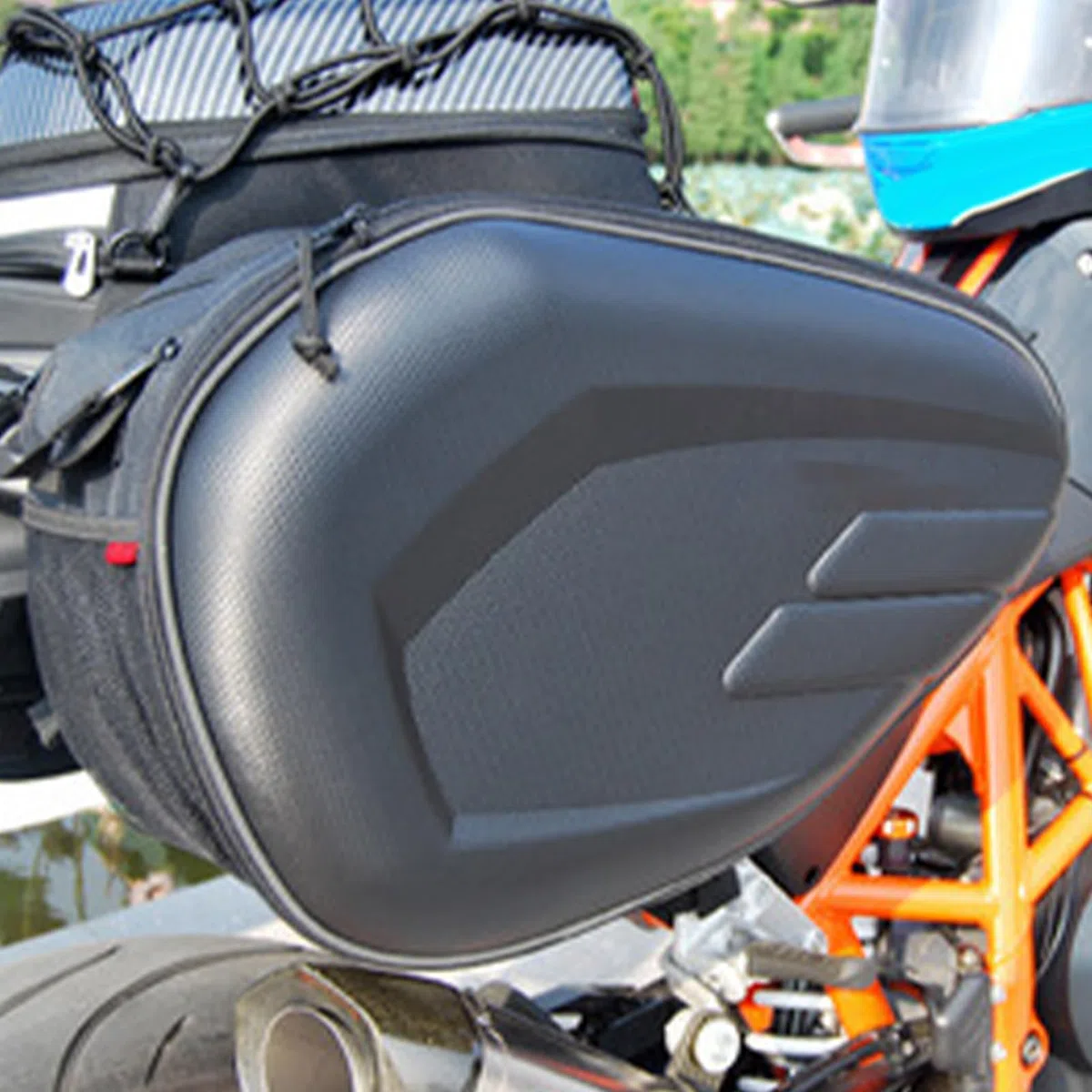 Maletín lateral de motocicleta, bolsa de sillín de motocicleta genérica | bolsa de almacenamiento extensible para cuero de la PU, bolsa de equipaje impermeable, bolsa trasera de gran capacidad, 2