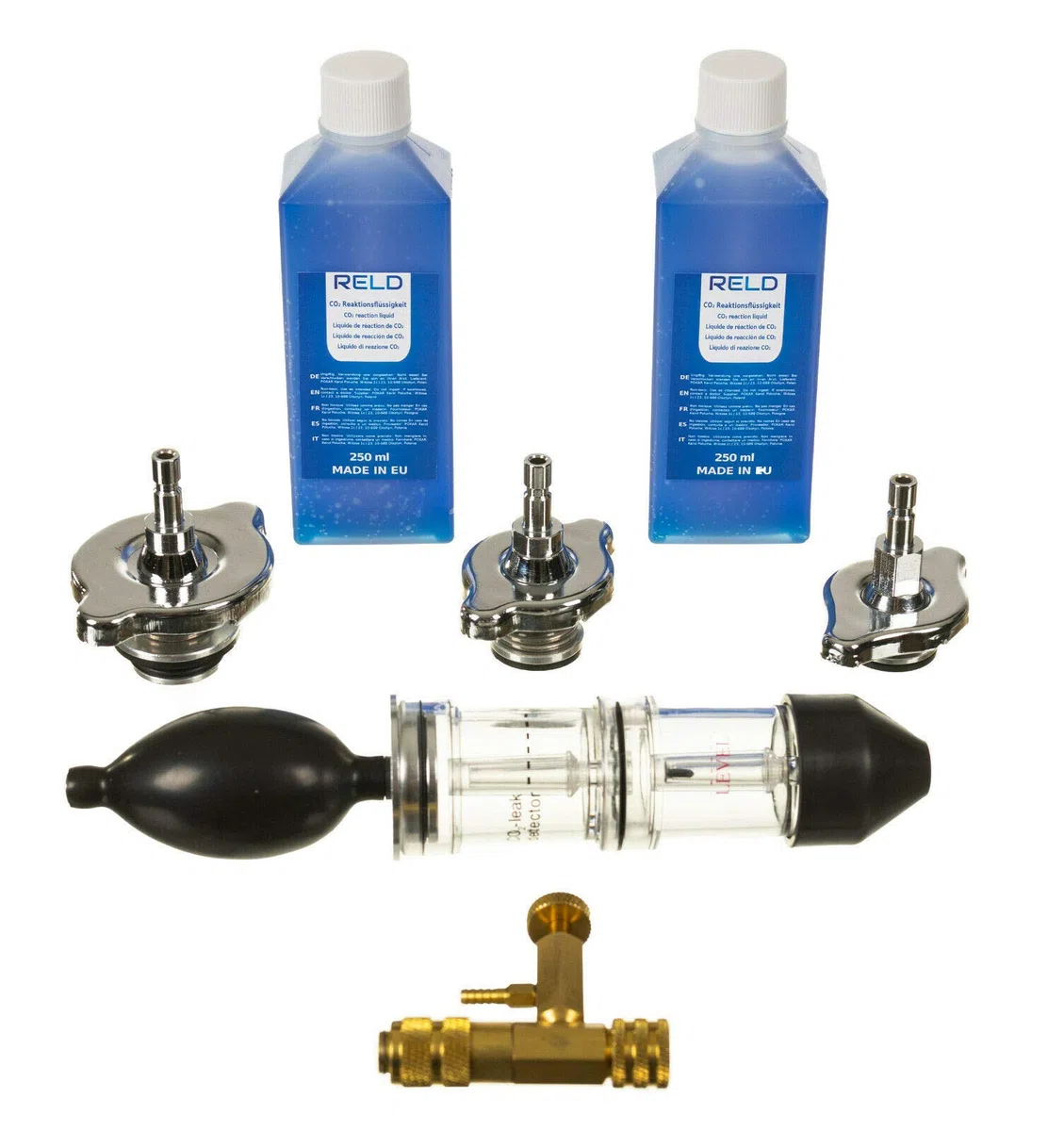 RELD Professional Detector de Culata Probador de Juntas de Cabeza Detector de Fugas CO2 Universal para Todos los automóviles y Motocicletas Detector de Fugas Motor rápido con Caja y 500 ml de líquido
