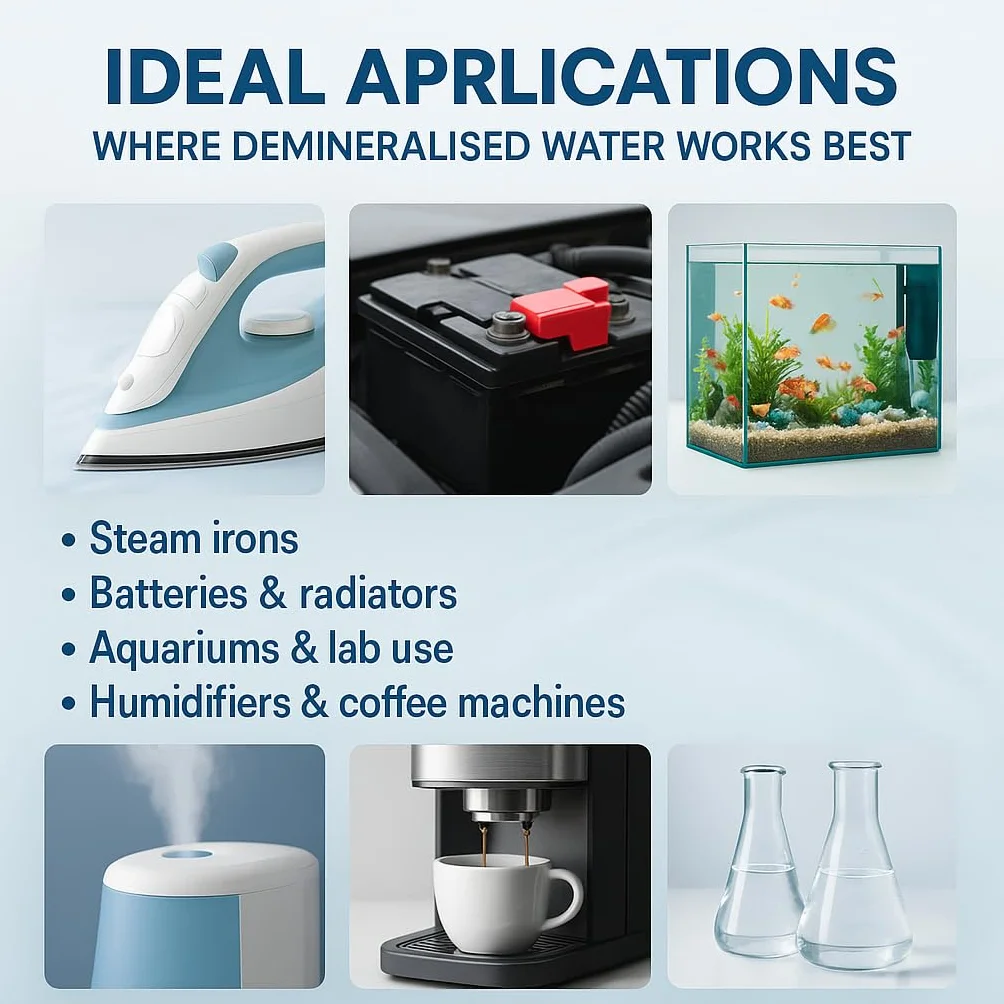 GiDeli Agua desmineralizada, 25 l, agua destilada para planchas, baterías, radiadores, humidificadores, acuarios y laboratorios, agua sin cal, inodoro, transparente