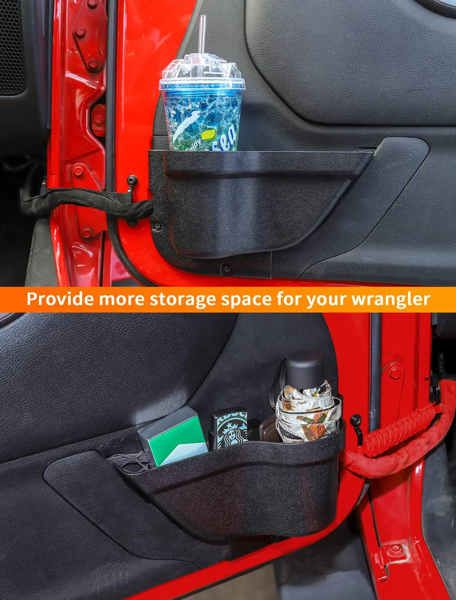 Savadicar DP3 - Bolsillos de Almacenamiento para Puerta Delantera, Caja organizadora de inserción Lateral para Jeep Wrangler JK JKU 2/4 Puertas 2011-2018, Accesorios de expansión de Almacenamiento