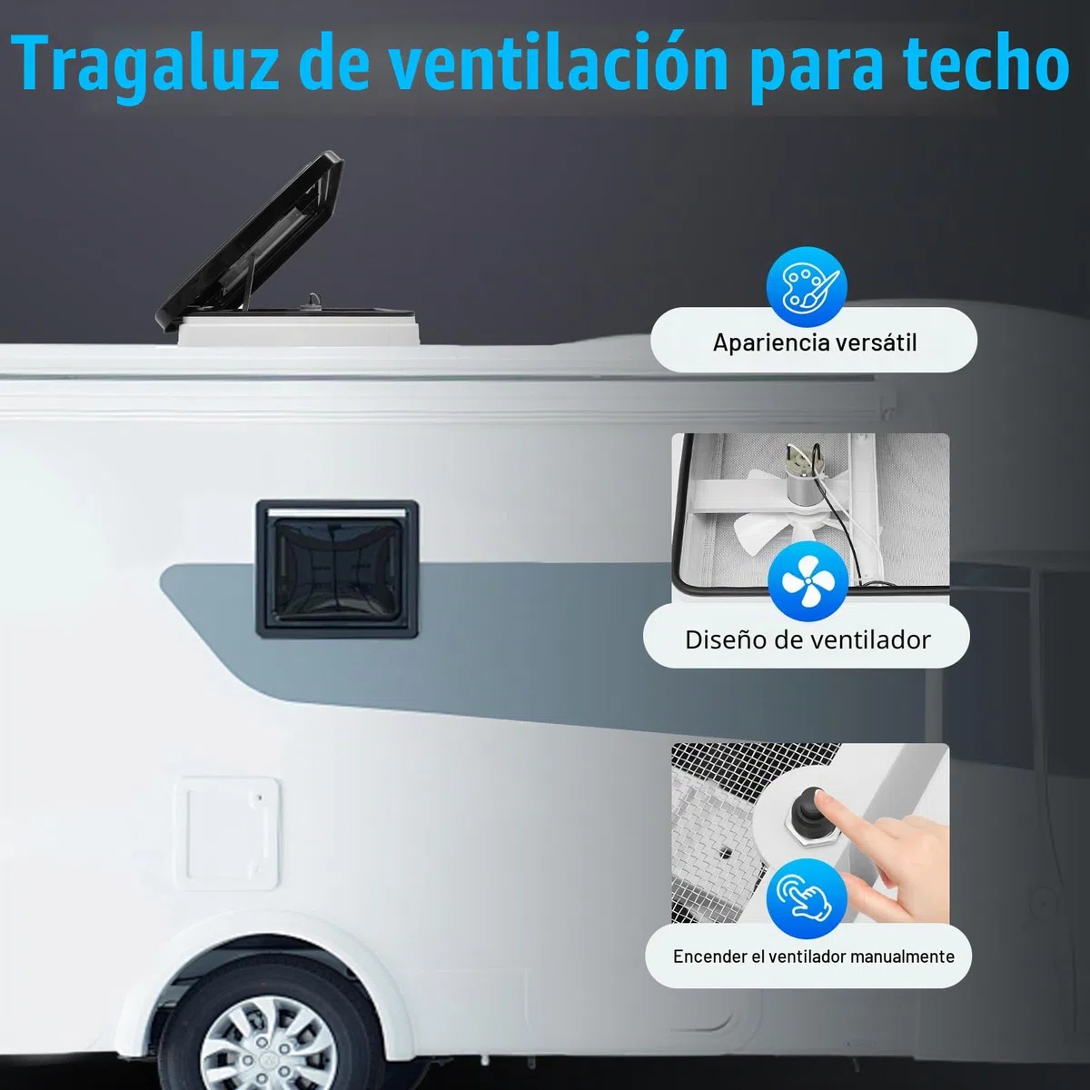 Ventana de caravana 42 x 42 cm, claraboya, claraboya, claraboya, tragaluz con pantallas, ventanas de techo Wnmobil, ventanas de autocaravanas
