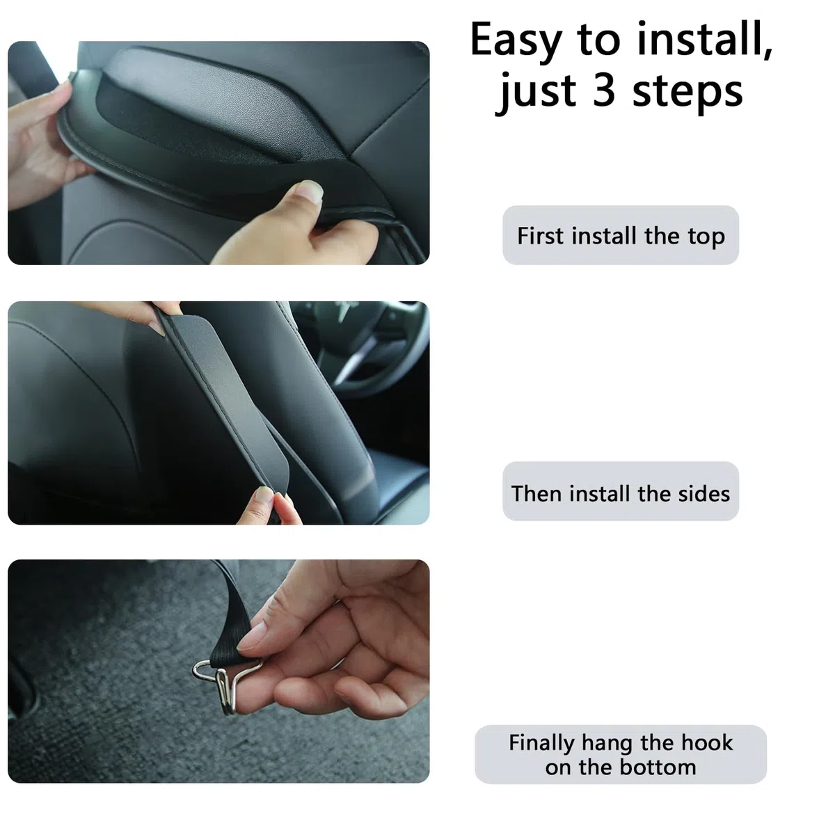 para Tesla Protector de Respaldo de Cuero para Asiento Model Y/3/X/S, Protector de Asiento para Niños Protector de Asiento Respaldo de Asiento para Niños, Negro (Not Fit for Model Y Standard)