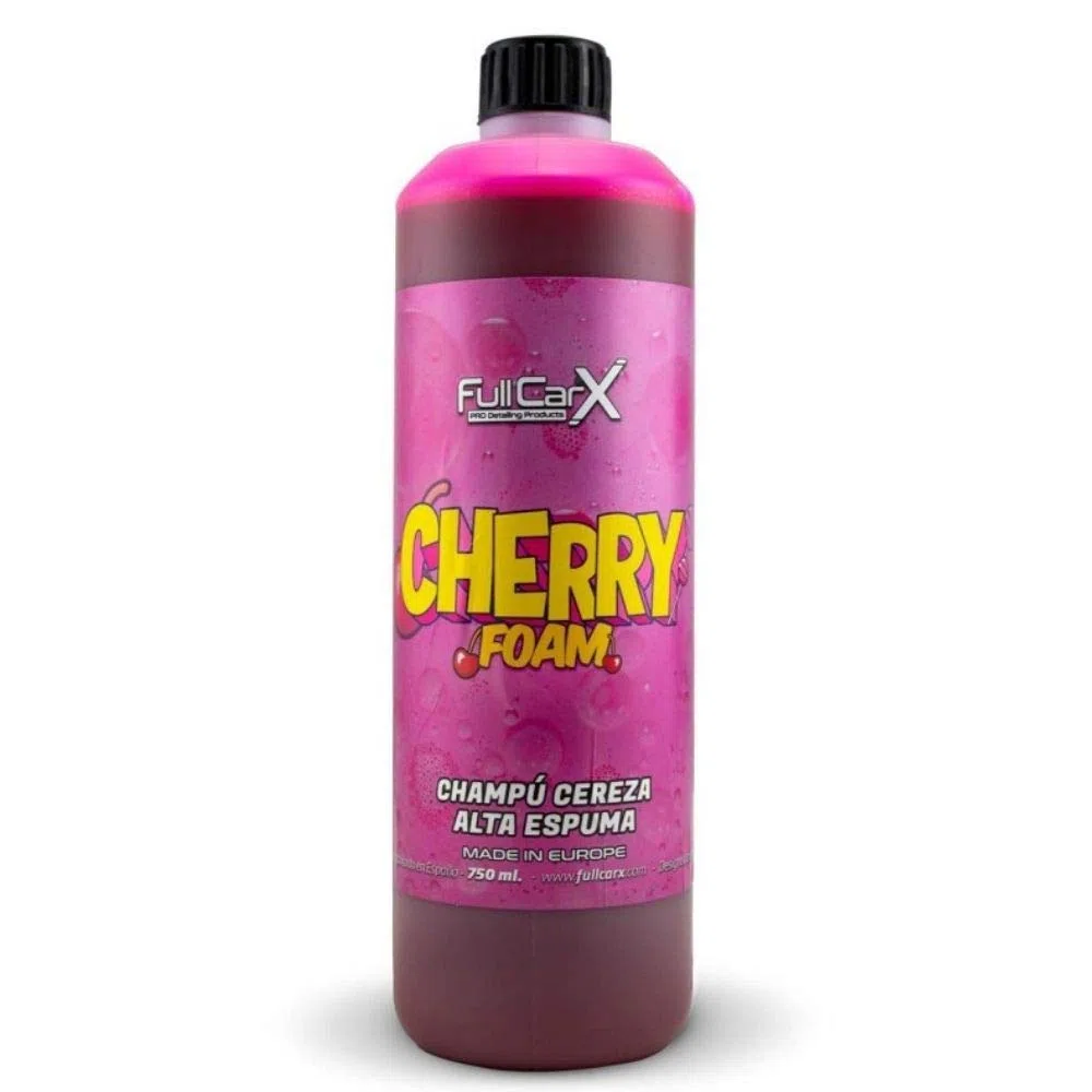 AutoFullCar – Kit Limpieza Premium Coche Moto FullCarX 750 ml – Total Wheel Limpia Salpicaderos Sin Siliconas Cera Carnauba Cherry Foam Bayetas Toalla XXL Detailing Exterior Interior