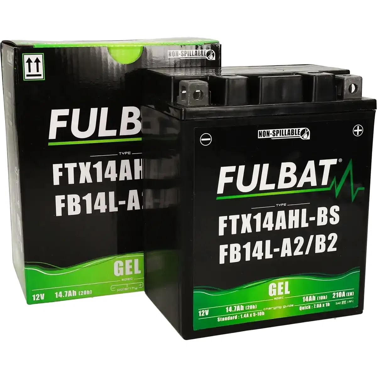 Fulbat - Batería Moto Gel YB14L-A2 / 12N14-3A 12V 14Ah