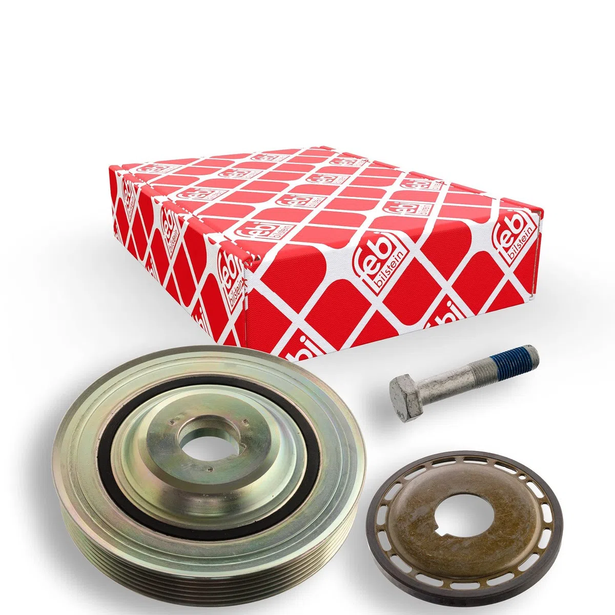 Febi bilstein 106476 Juego de poleas (desacopladas) para cigüeñal, con rueda de polea y tornillos, 1 pieza