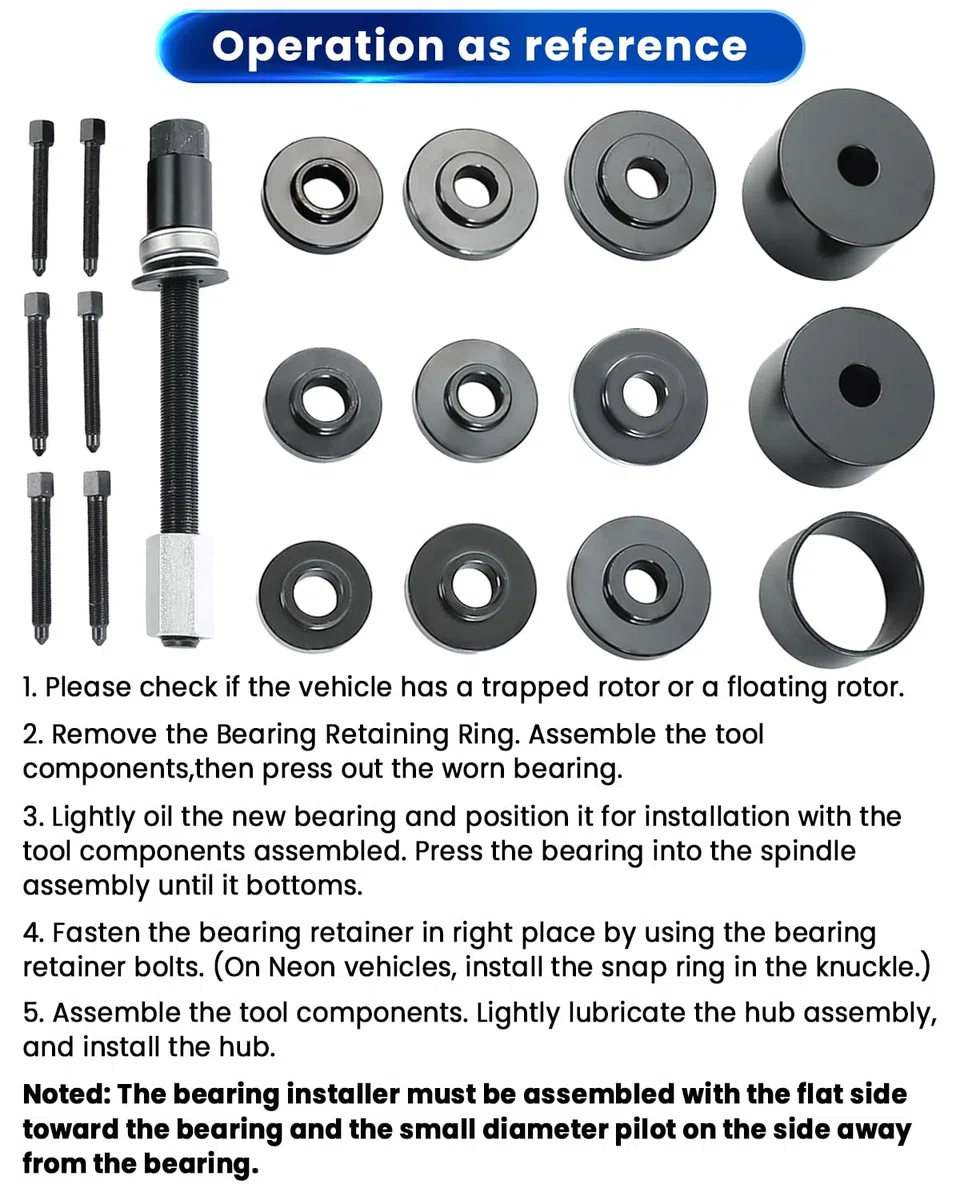 ATPEAM Juego de Herramientas Extractor de Rodamientos de 19 Piezas, Kit Universal para Extracción de Cojinetes de Rueda, Compatible con Volkswagen, Audi, BMW, Ford, Opel, Toyota