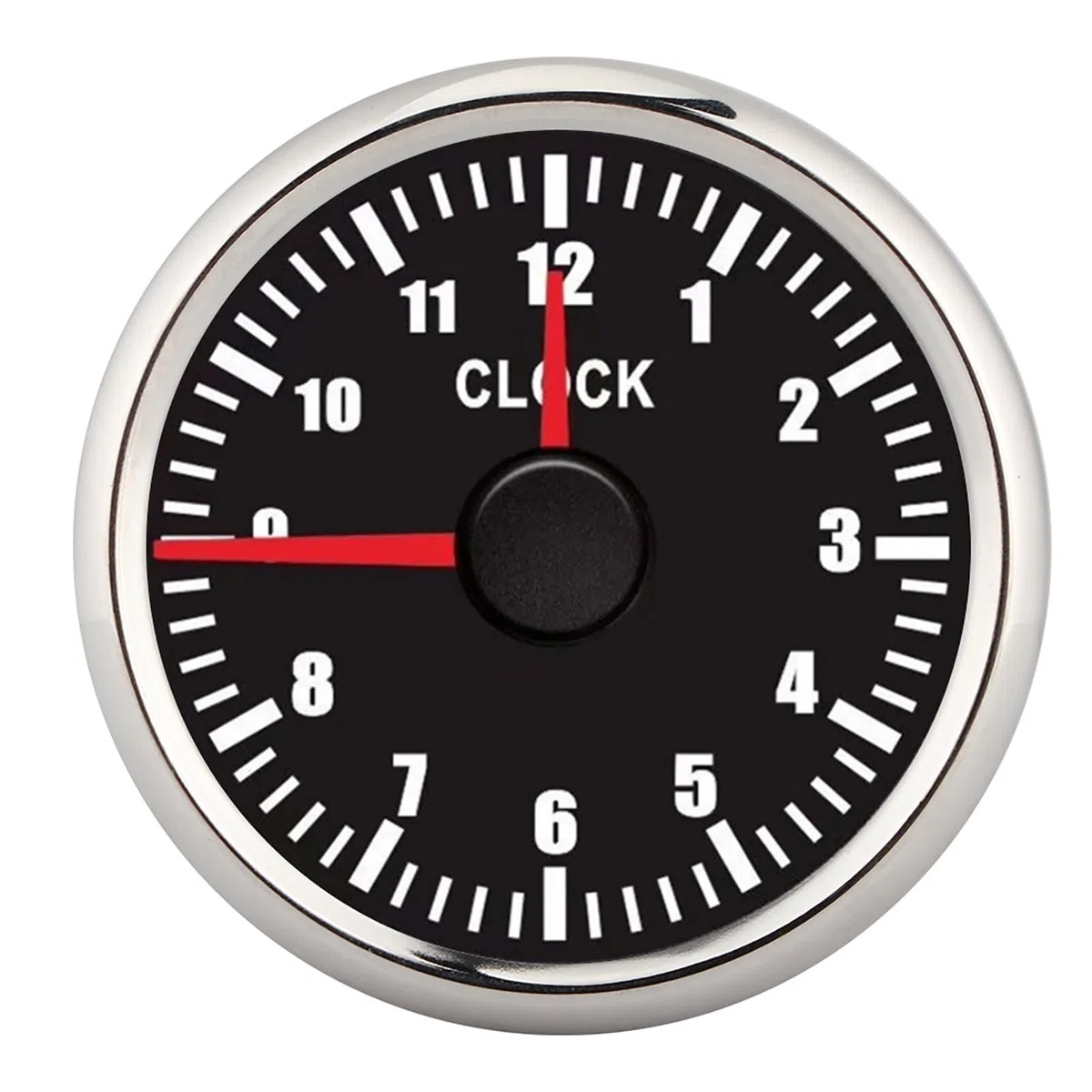 Indicador de Reloj de 52 Mm, Contador de Horas Universal de 0 a 12 Horas con Luz de Fondo Roja para Automóvil, Barco, Yate, Esfera Negra, Marco Plateado (Bisel plateado con