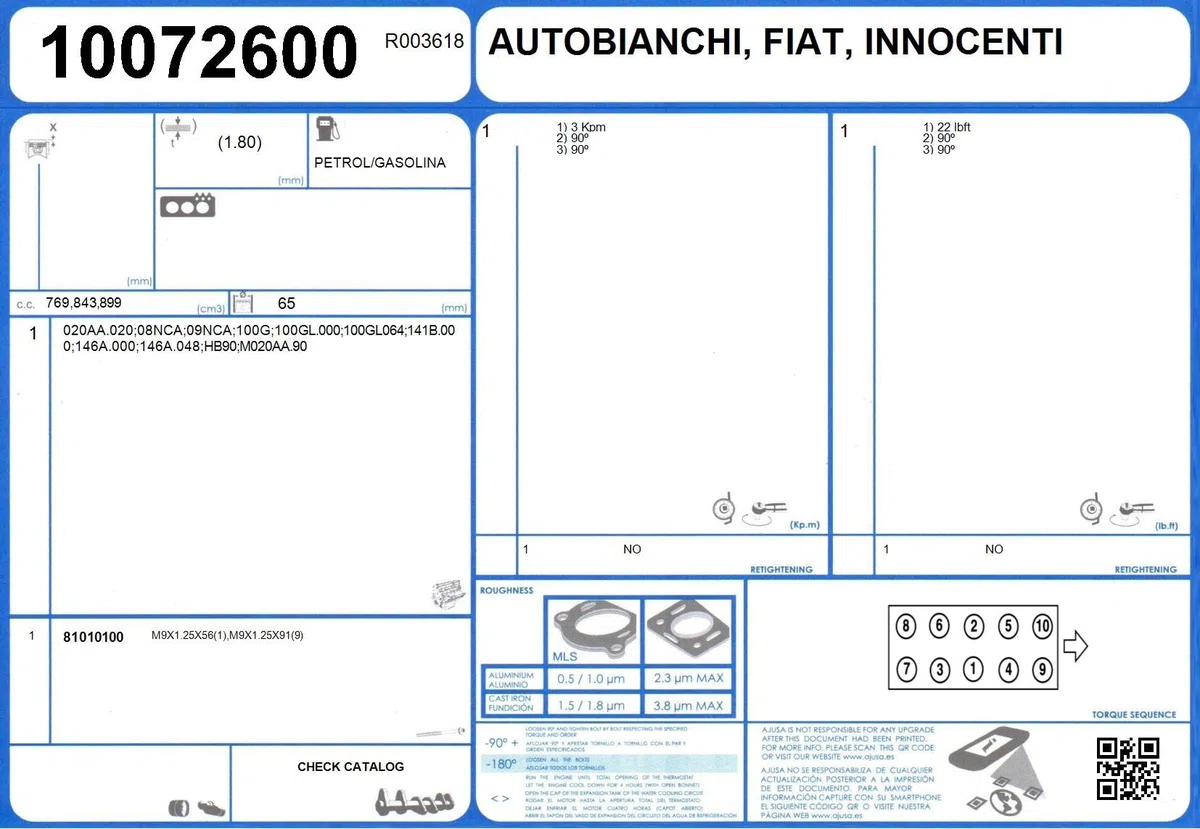 Ajusa 50008000 Juego completo de juntas, motor