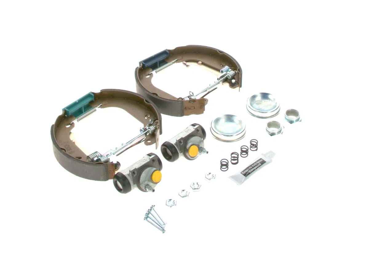 Bosch KS039 Kit Super Pro - Kit de freno trasero de tambor - 1 juego completo premontado, 2 cilindros de rueda, 4 zapatas de freno