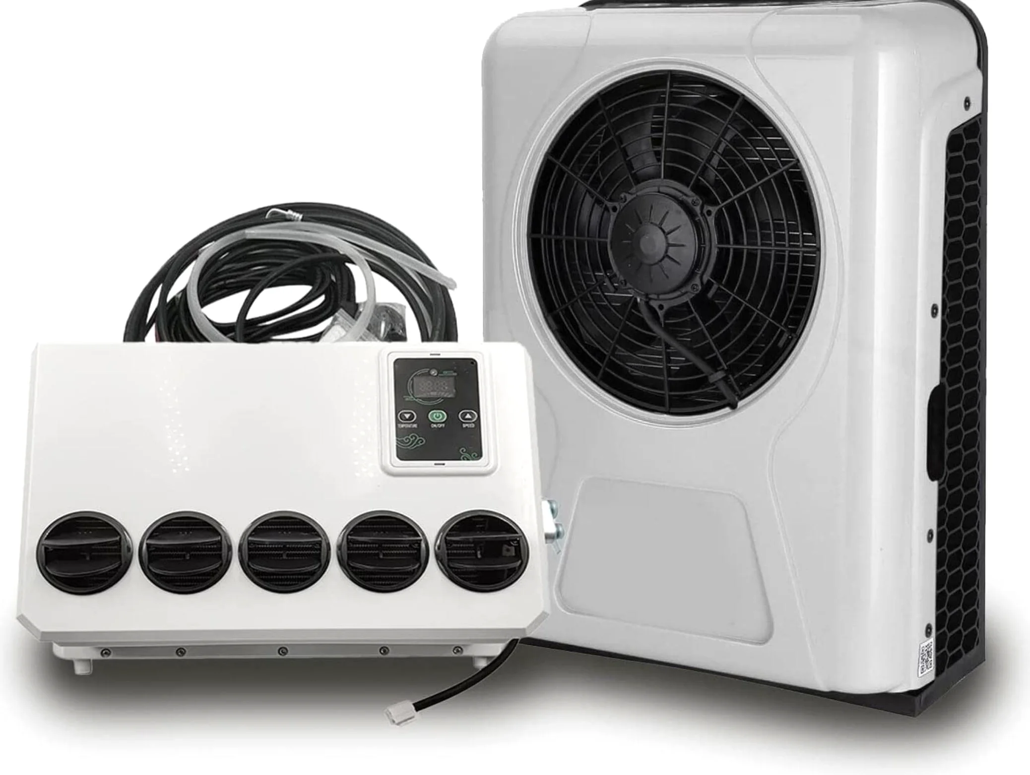 Aire acondicionado para caravana de 12 V CC, aire acondicionado para cabina de camión eléctrico de energía dividida por unidad CA para caravana, EAC1009.12.W, blanco
