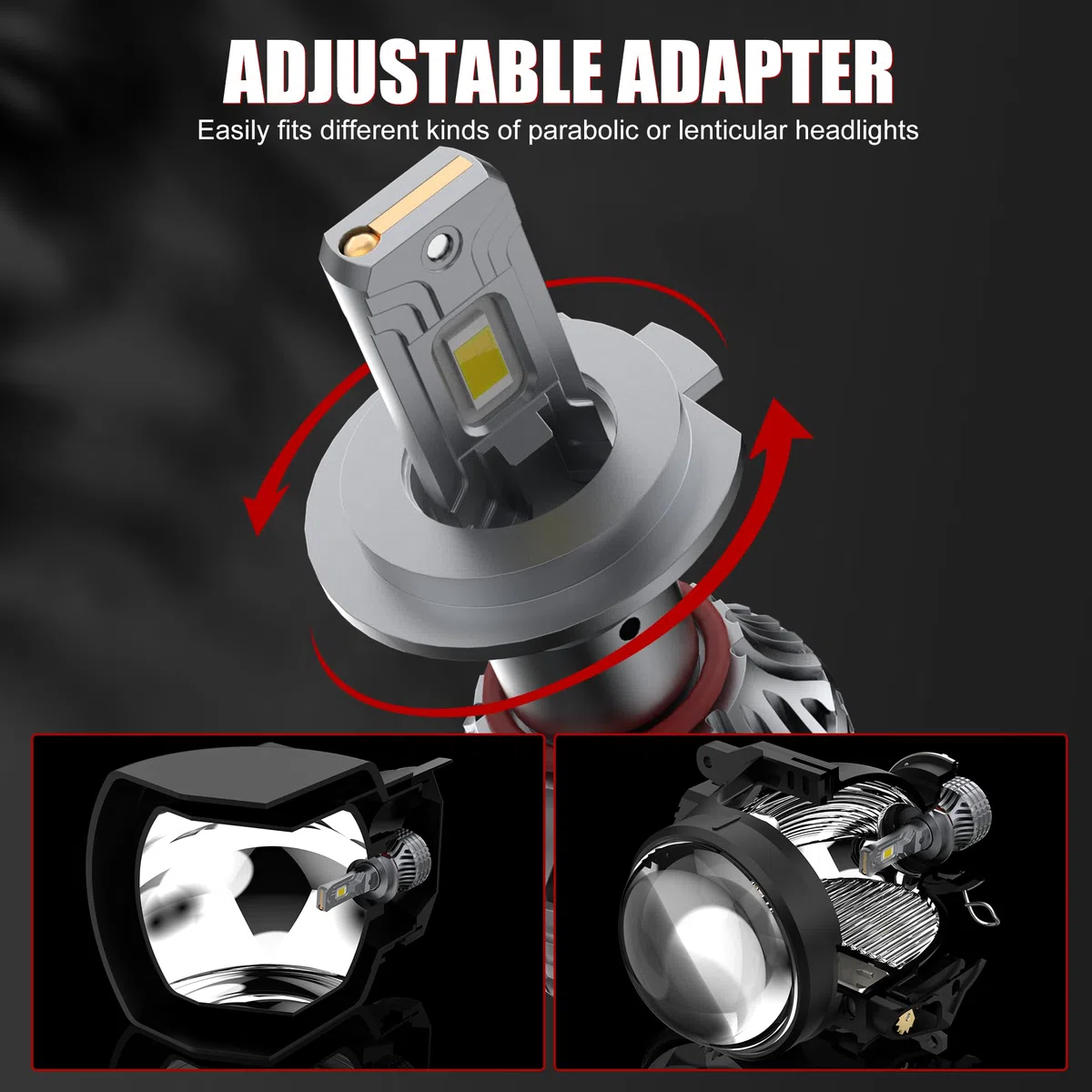 Bombillas de Coche y Moto,H7 LED 36000LM,conversión de halógeno de 12V 6000K Blanco,kit de luces para largas o cortas,1:1, Juego de 2.anti error.