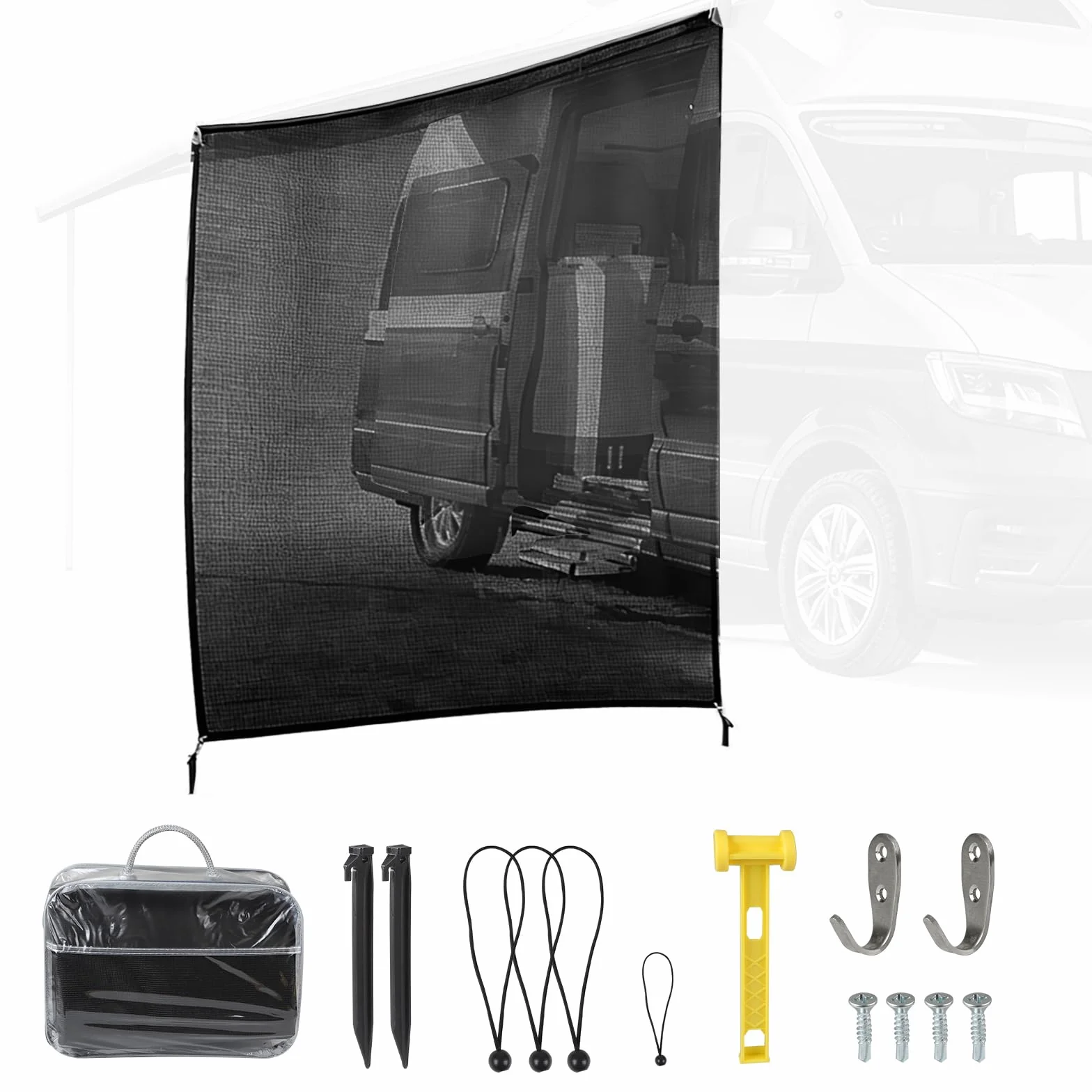Avance Caravana Universal 2.1 x 2.5 m, Toldo Camper Furgoneta Lateral, Toldo Caravana Camping, Toldos Delantero, Protección UV, Protección de la Privacidad, Impermeable