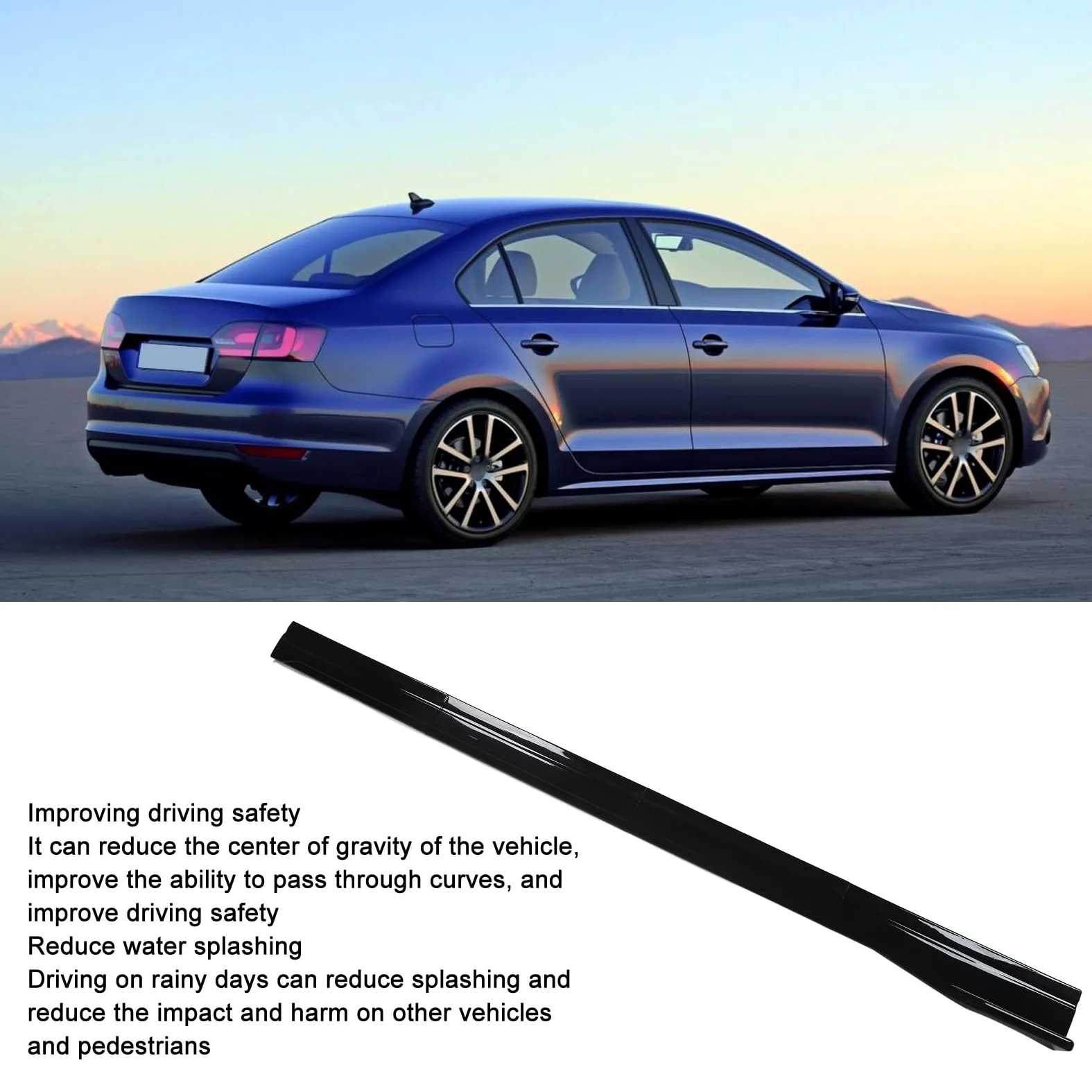 Falda Lateral para Automóvil 78.7 Pulgadas Negro Brillante Extensión De Panel Rocker Spoiler Lip Splitter Universal Compatible con La Mayoría De Modelos De Coches