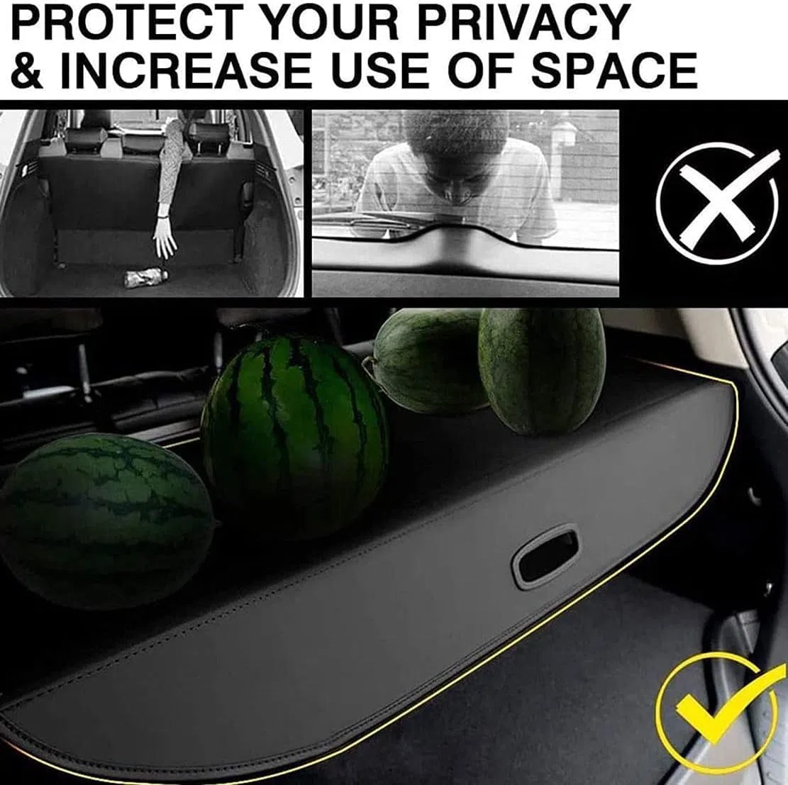 KWAYA Estante para Paquetes de Maletero de Coche para Toyota Land Cruiser Prado 150 FJ150 2010-2021, Persiana Enrollable Retráctil para Tapa de Maletero para Privacidad