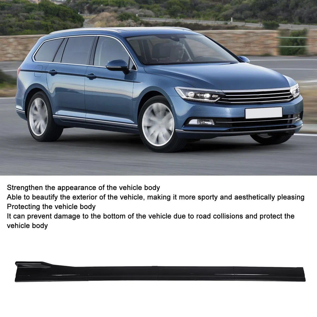 Falda Lateral para Automóvil 78.7 Pulgadas Negro Brillante Extensión De Panel Rocker Spoiler Lip Splitter Universal Compatible con La Mayoría De Modelos De Coches