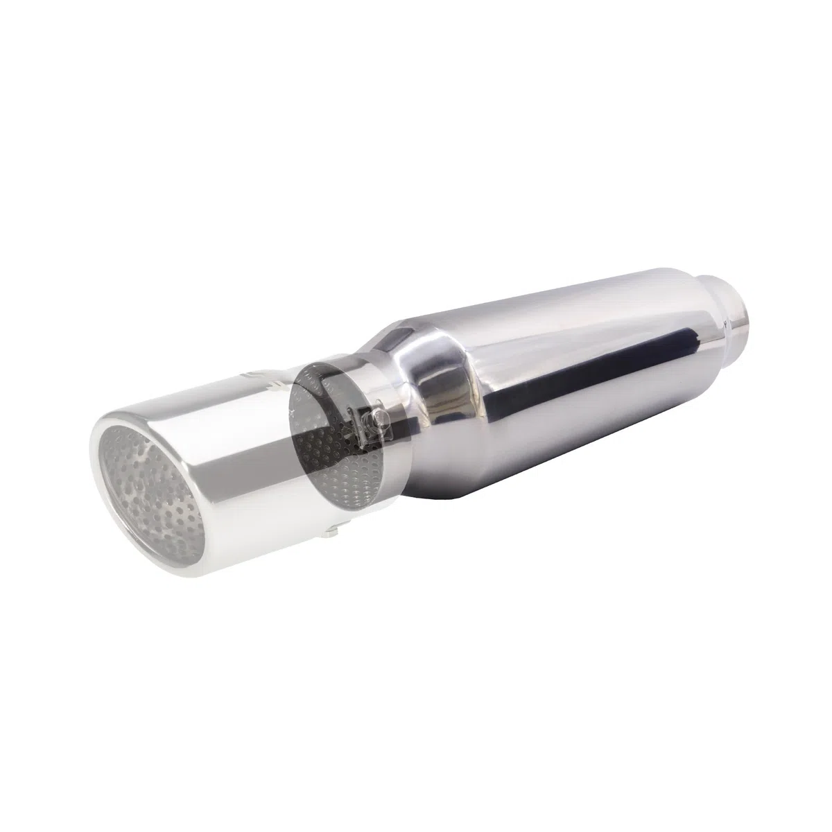 Simoni Racing ESR8 - Silenciador deportivo universal, salida redonda recta, silenciador recto para coche, acero inoxidable, longitud 305 mm