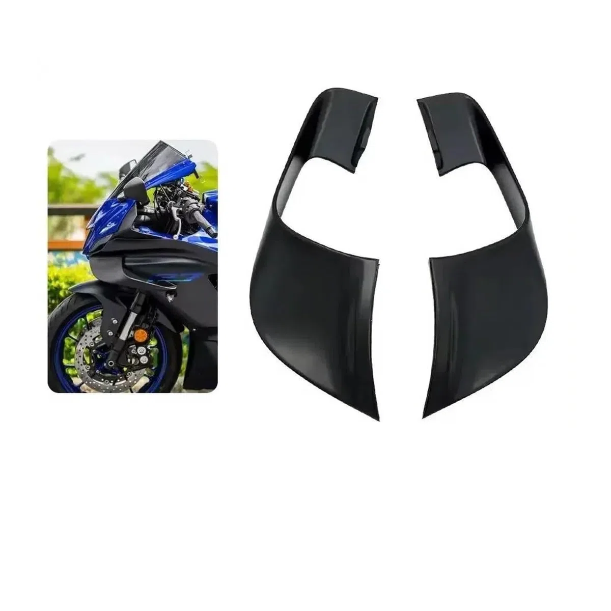 Carenado de Motocicleta para Yamaha YZF-R7 2021-2023 Motocicleta ala Fija ABS Pintura De Carbono Winglets Aerodinámicos Alerón Kit De Carenado(Matte Black)