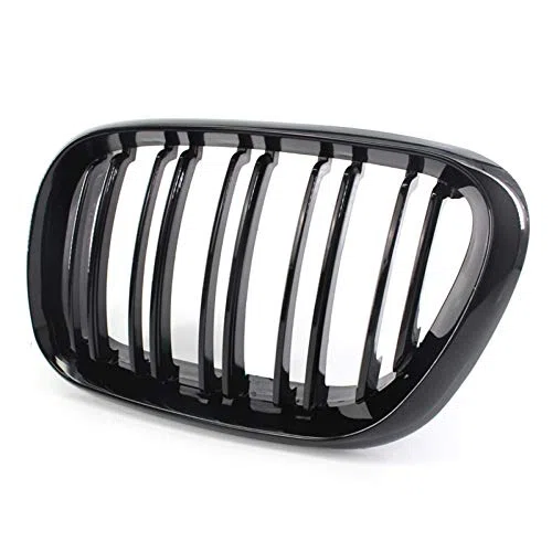 Parrilla delantera para parrilla de riñón de repuesto para BMW X5 E53 1998-2003 doble listón estilo deportivo negro brillante (negro brillante)
