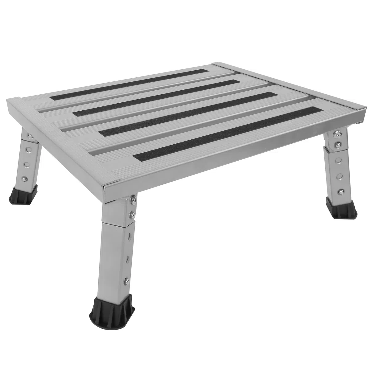Escalera Plegable de Aluminio, Plataforma de Trabajo, Carga máxima: 220 kg, para Camping, Lavado de Coche, Cocina, baño, etc, Plegable, Altura Regulable, con Alfombrilla Antideslizante