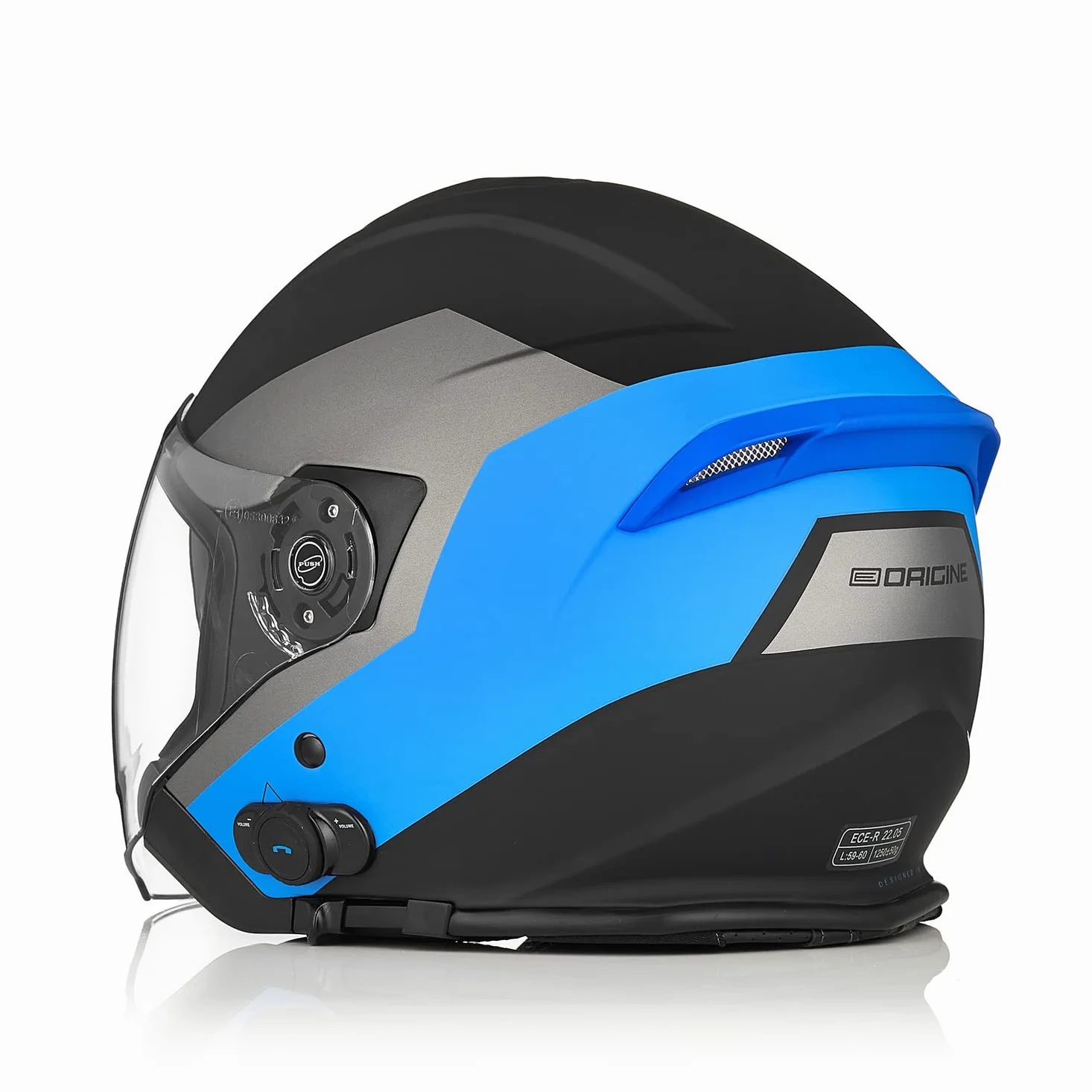 ORIGINE Casco Jet Moto Bluetooth Homologado ECE con Doble Visera