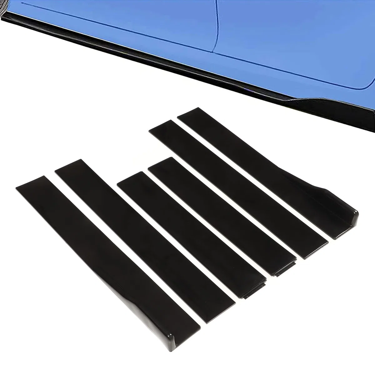 Faldón Lateral Faldones Laterales Divisor Exterior del Automóvil Faldones Laterales del Automóvil 2,2 M Negro Brillante Panel Basculante Exterior Lado Inferior Extensiones de