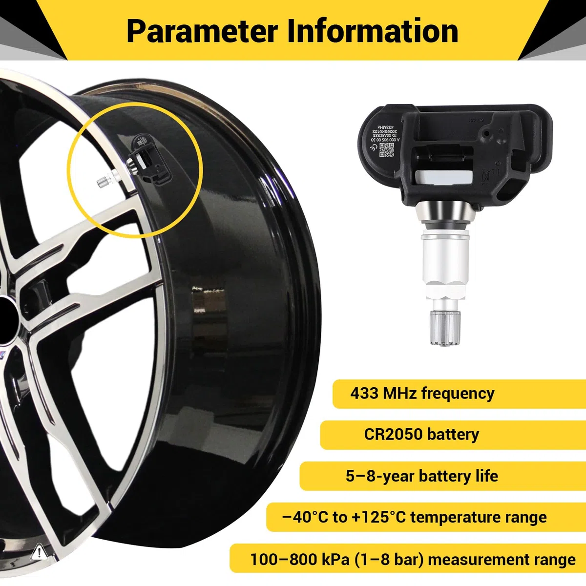 CPROSP 4 Sensore TPMS, Compatibles con Mercedes Clase C, A, GLC, GLE (W205, W176, X253, W166), CLA, CLS, Clase E, S | Códigos OE A0009050030, A0009057200 | 433MHz | Preprogramados Sensor Presion