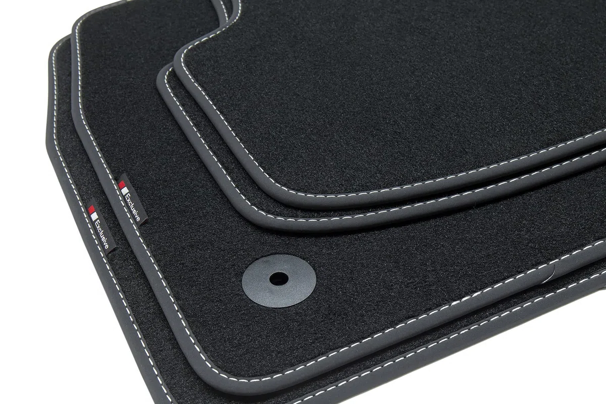 tuning-art BEF859 Alfombrillas para VW UP Skoda Citigo Seat MII, Costura:Plata