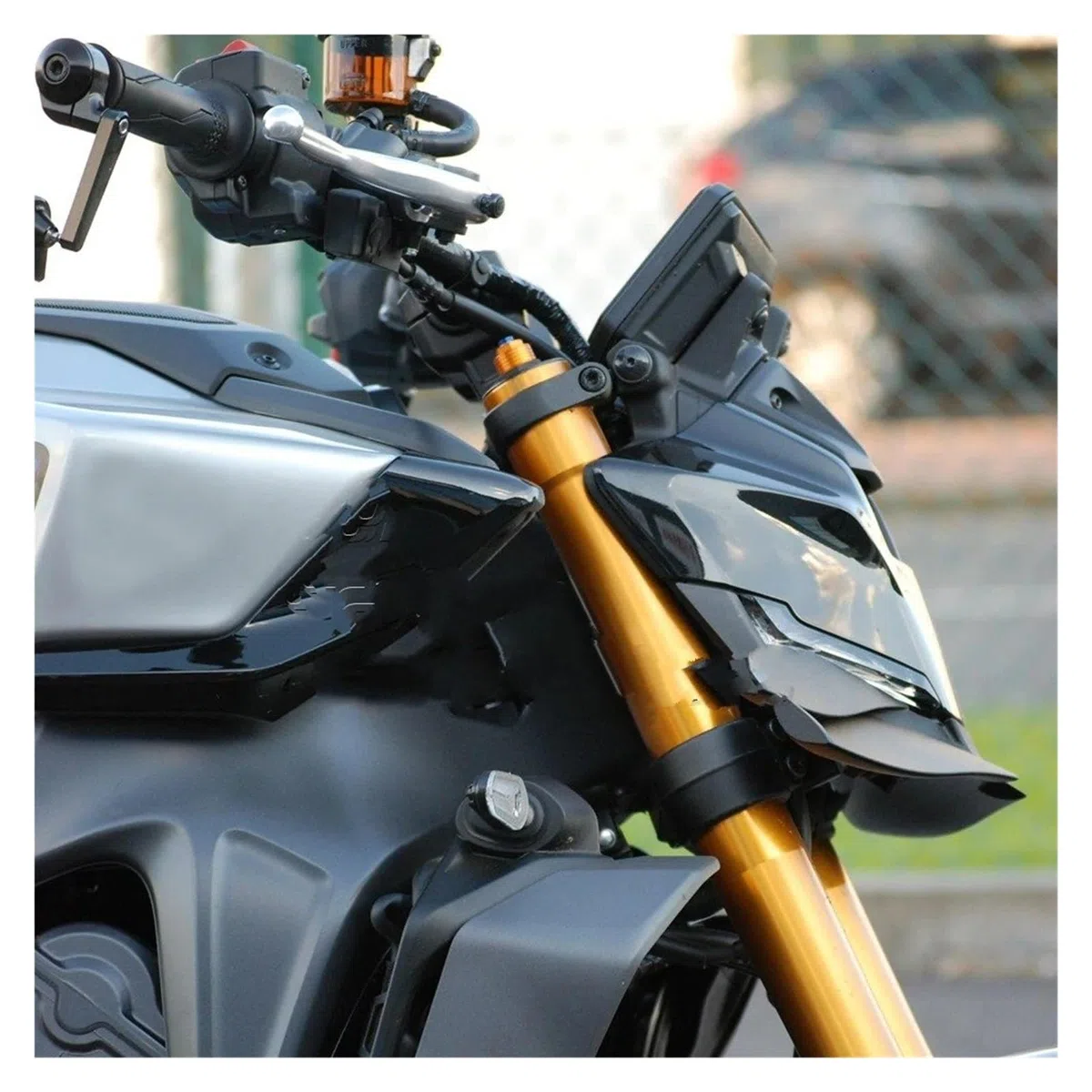 Alerón Motocicleta para MT-09/SP GP para MT09 Gen 4 2024 2025 Wing Downforce Naked Spoilers Frontales Spoiler Delantero Borde Inferior(Negro)