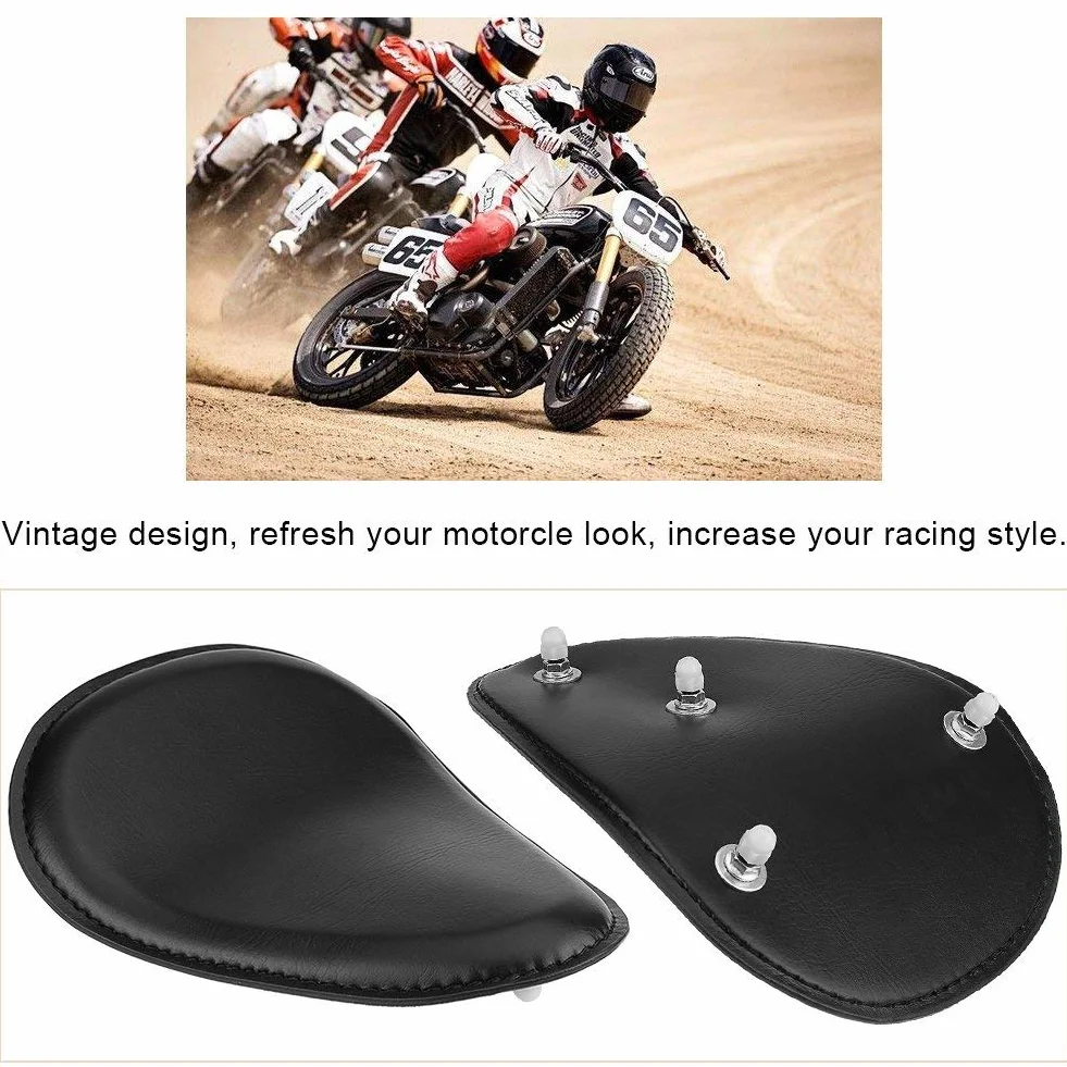 3"Asiento Individual de Cuero para Motocicleta con Soporte de Montaje en Resorte