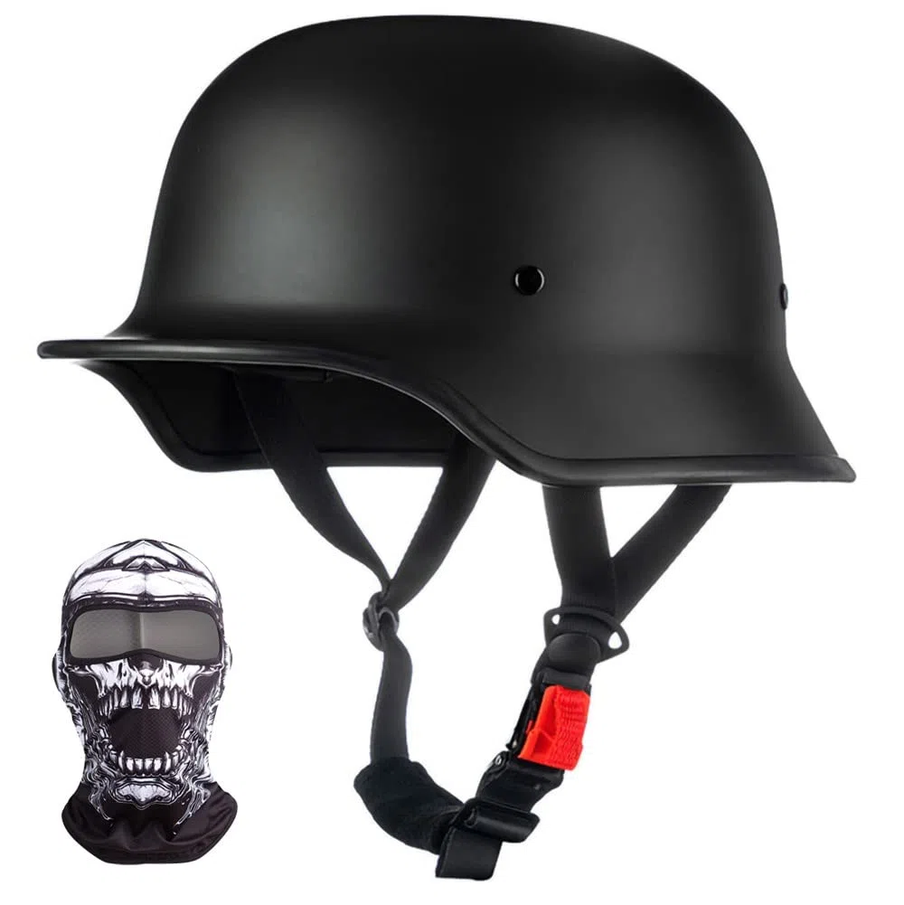 Vintage Medio Casco Moto Alemana, Cascos Abiertos Retro, Gorra Mujer Hombres Adultos con Hebilla de Liberación Rápida Ajustable, Scooter Crucero Bicicleta, 57~64cm Aprobados ECE