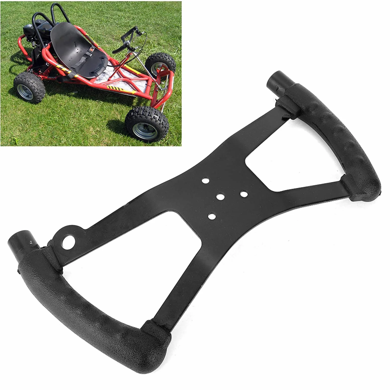 Akozon Volante estilo H para Racing Kart Go Cart Accesorio de modificación de coche Negro