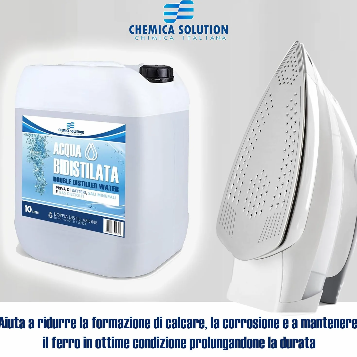 Agua bidestilada pura para uso industrial y clínico, bidón de 10 litros, destilada dos veces, desmineralizada, fabricada en Italia
