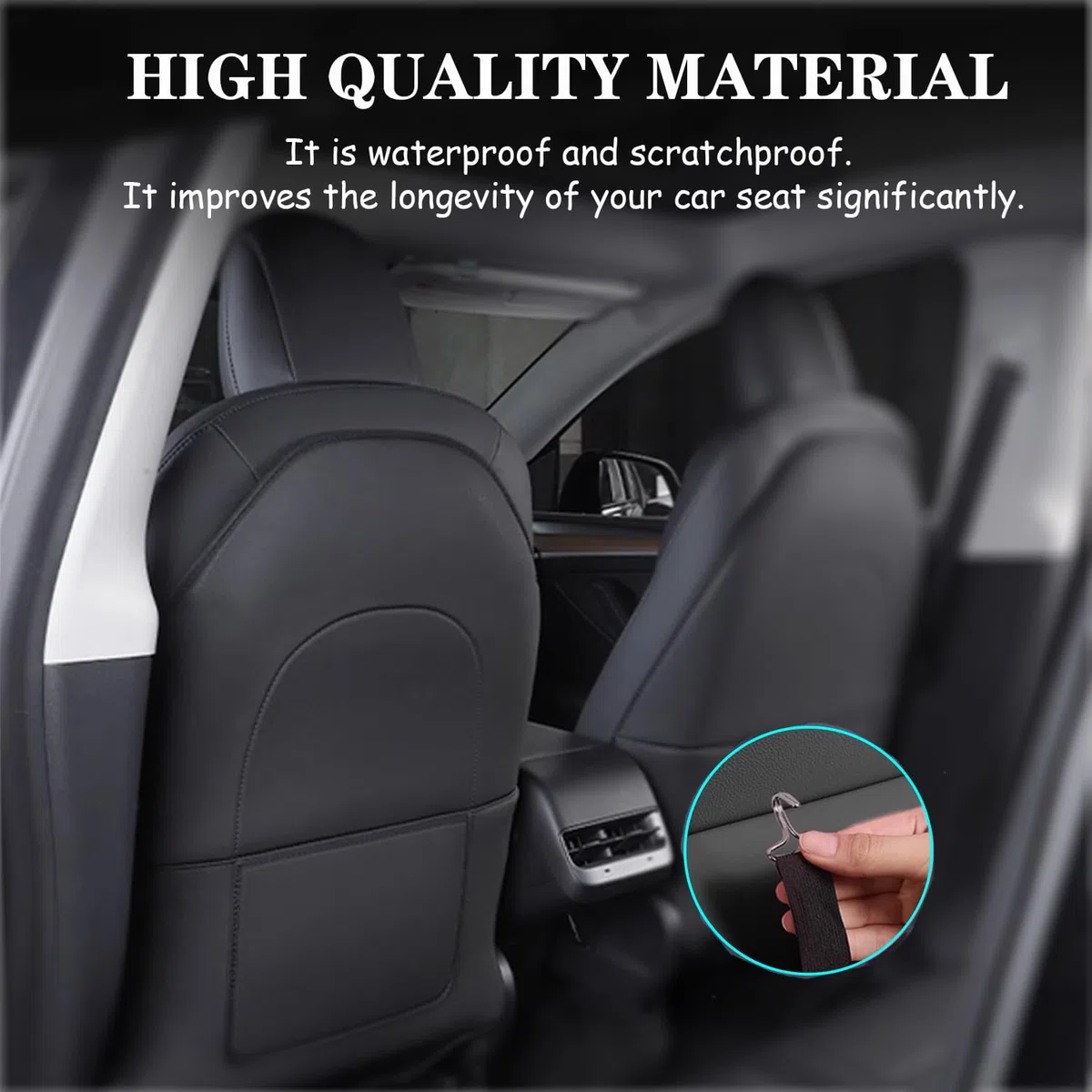 para Tesla Protector de Respaldo de Cuero para Asiento Model Y/3/X/S, Protector de Asiento para Niños Protector de Asiento Respaldo de Asiento para Niños, Negro (Not Fit for Model Y Standard)