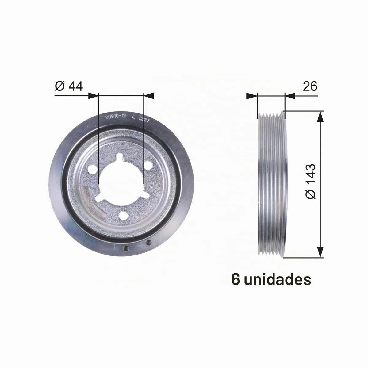 GATES TVD1055 Polea de cigüeñal sin accesorios