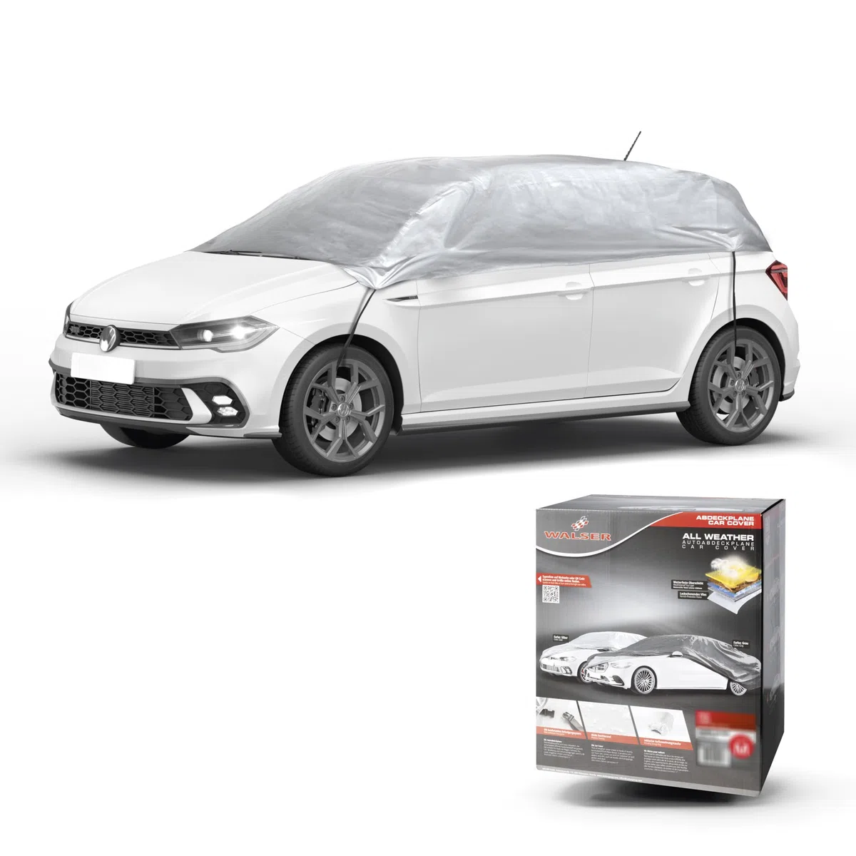 WALSER Lona para coche All Weather, 100% Lona impermeable para coche, cubierta semicubierta Talla 1 Auto plateado