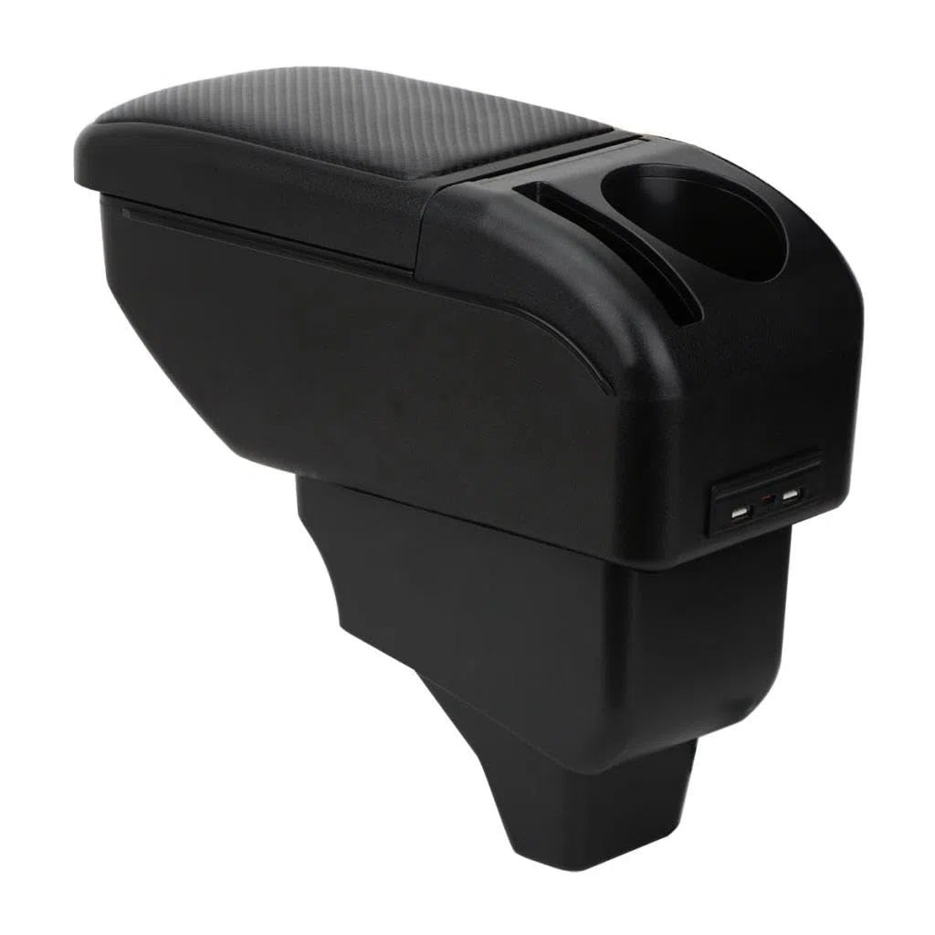 ZENVI Reposabrazos Compatible with Peugeot 208 Apoyabrazos 2019-2026 Centro Consola Organizador Caja Doble Espacio Almacenamiento Utilizable Para Soporte Codo（Estilo Fibra Carbono）