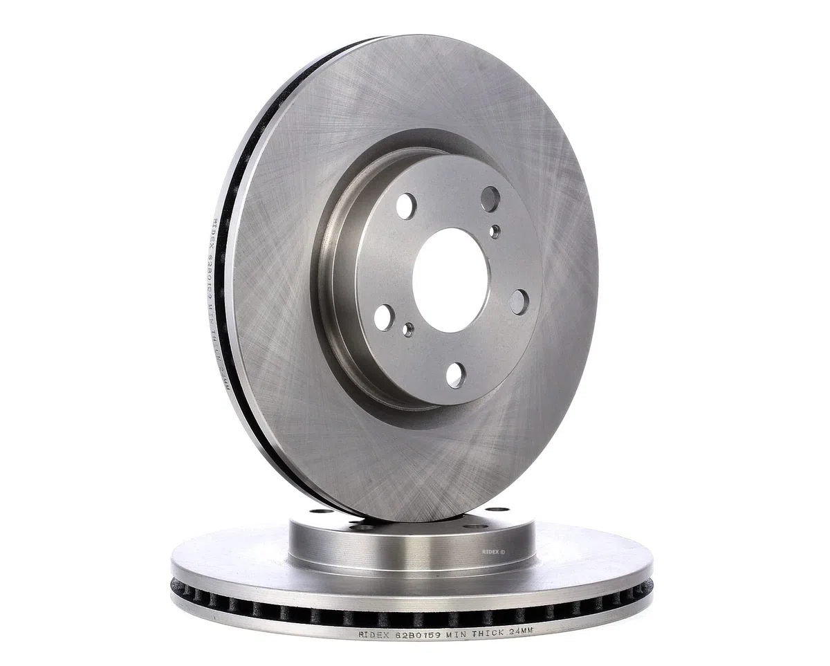 RIDEX 82B0159 2x Disco de freno Delantero sin tornillos Compatible con TOYOTA AVENSIS Ranchera familiar ZRT27, ADT27