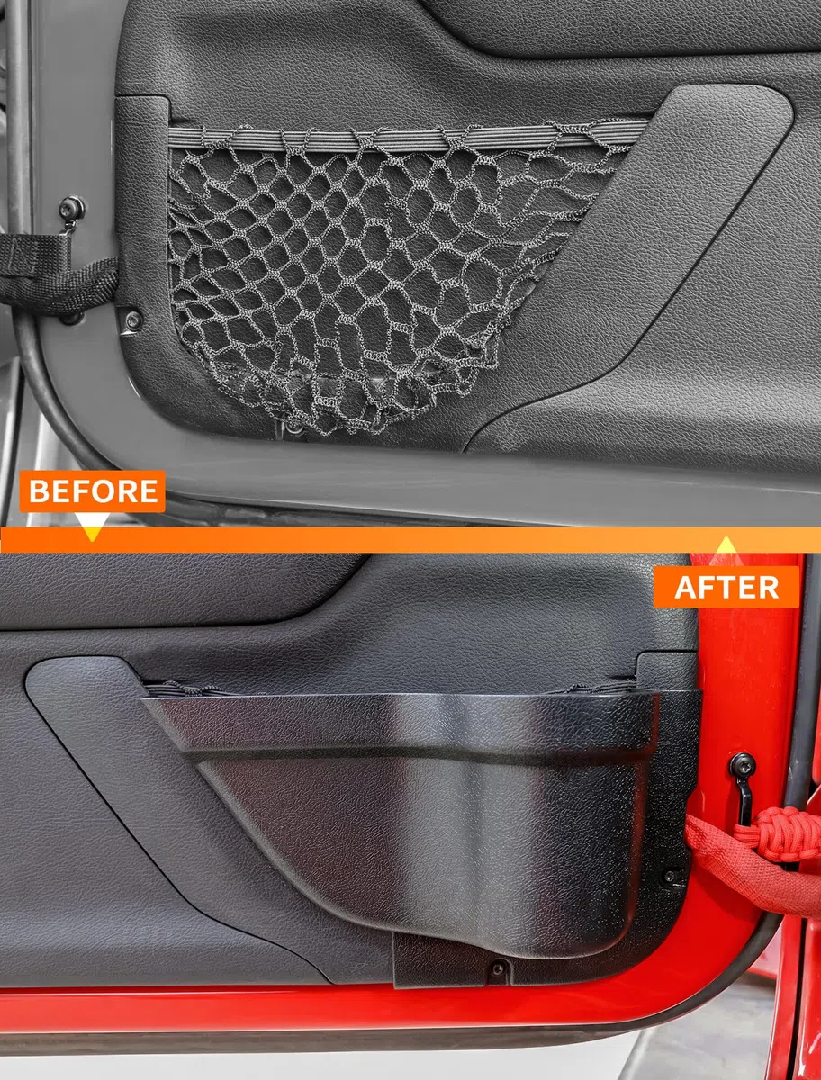 Savadicar DP3 - Bolsillos de Almacenamiento para Puerta Delantera, Caja organizadora de inserción Lateral para Jeep Wrangler JK JKU 2/4 Puertas 2011-2018, Accesorios de expansión de Almacenamiento