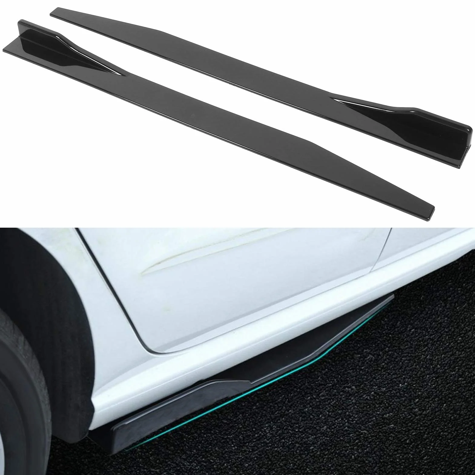 Ejoyous Alerón de alas para coche, 2 unidades de faldones laterales para coche, 120 cm, universal, para coche, color negro brillante, Ejoyous785amse14r