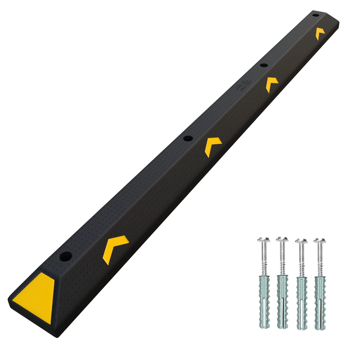 Berry Tope de rueda resistente de 183 cm, PVC reciclado con reflectores amarillos, bloque de tope de rueda de coche negro de 73 pulgadas, bordillo de estacionamiento para garaje, entrada y áreas de