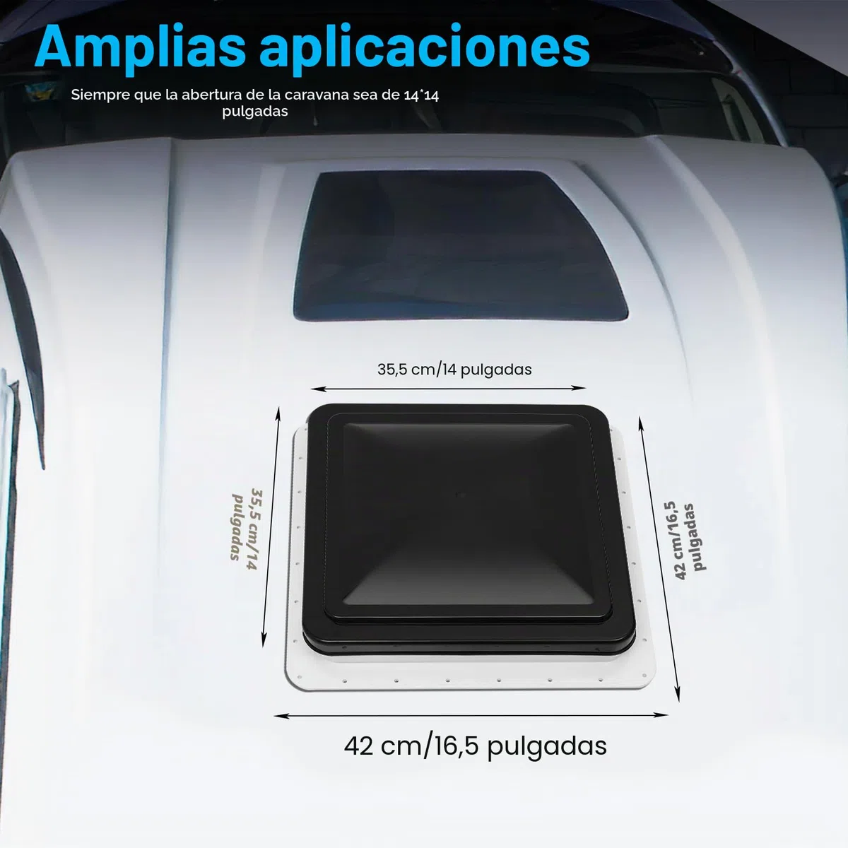 Ventana de caravana 42 x 42 cm, claraboya, claraboya, claraboya, tragaluz con pantallas, ventanas de techo Wnmobil, ventanas de autocaravanas