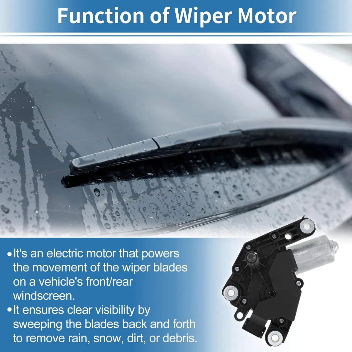 Motoforti Motor Limpiaparabrisas Trasero Para Benz Clase A 12-18 1 Pc | No. A1769061600, Tamaño: 16x10.5cm, Pin: 3, Material: Metal Y Plástico, Para Mercedes-Benz A160 A180 A200 A220 A250 A45