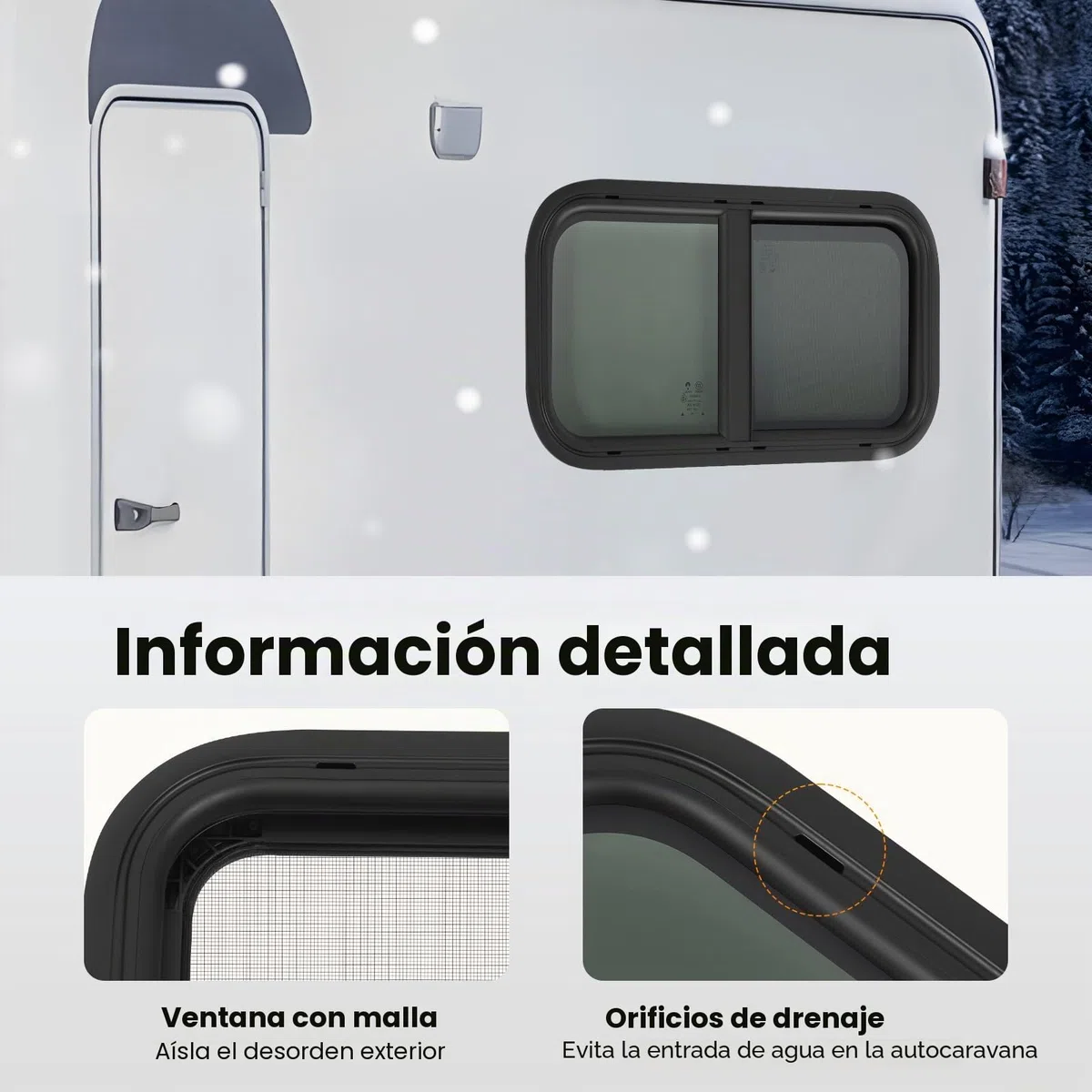 Ventana Corredera De Caravana, Ventana De Camper Con Anillo De Fijación, Para Caravanas, Remolques, Pickups (600 X 300 Mm), Color Negro, Material De Aluminio Y Vidrio Templado