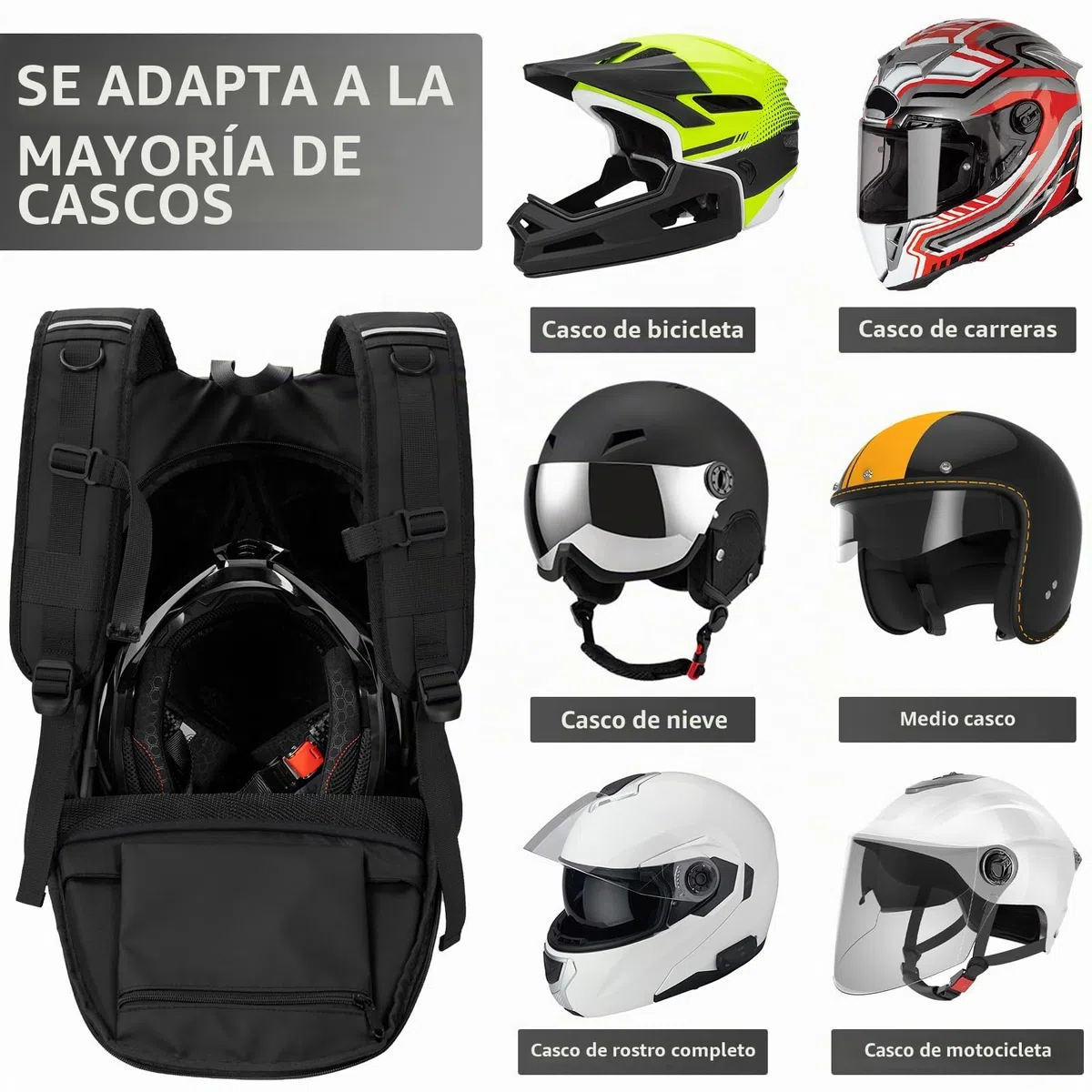 OUUTMEE Mochila de motocicleta, mochila impermeable para casco para hombres y mujeres, bolsa de bicicleta todoterreno, mochila de motocicleta con rayas reflectantes, mochilas de viaje para motocicleta