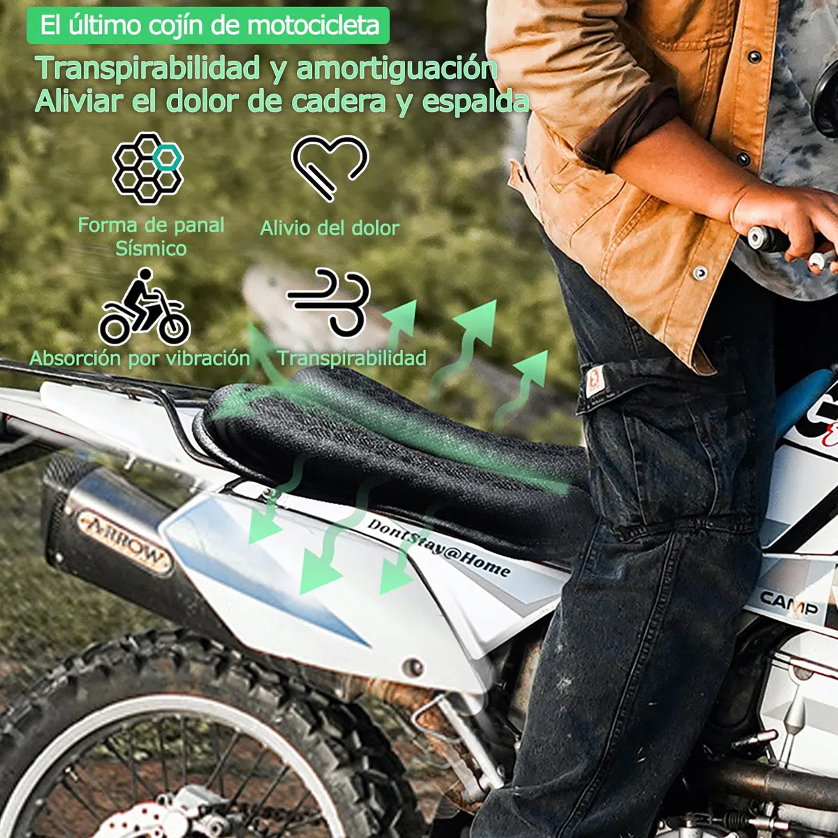 Cojín de Asiento PhyiFlbey, Cojín Universal Plegable de Asiento de Gel para Motocicleta，Estructura de panal transpirable de amortiguación 3D del cojín de gel de la motocicleta