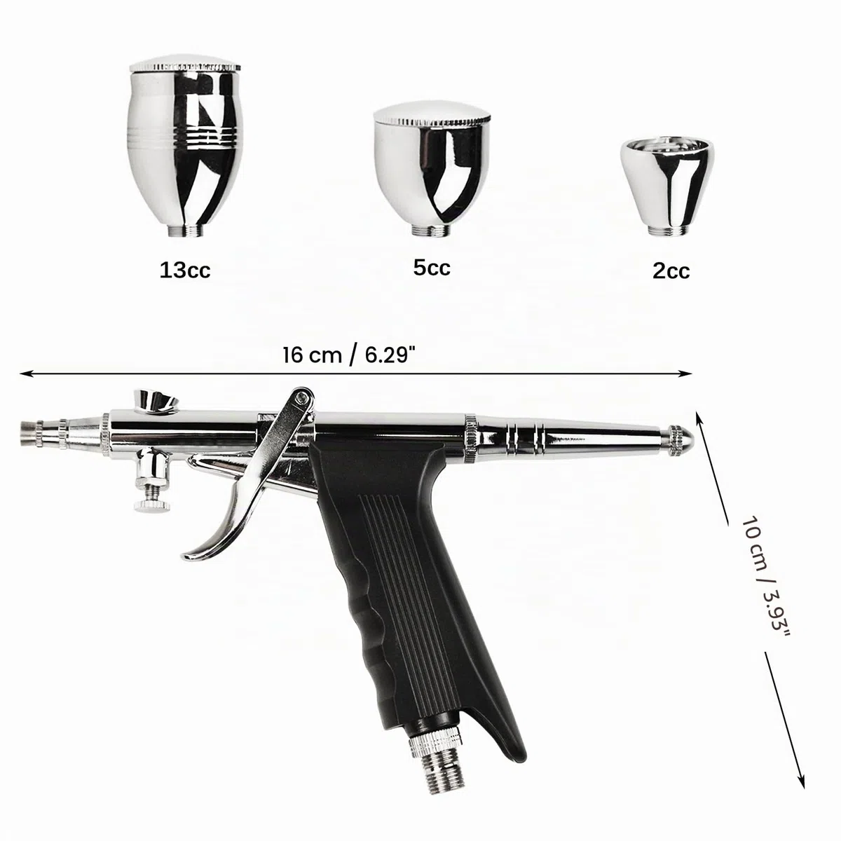 Juego de pistola aerógrafo, kit de pistola aerógrafo portátil de doble acción con boquillas de 0,2/0,3 mm/0,5 mm y taza de 3 cc/7 cc/11 cc, kit de pistola aerógrafo profesional