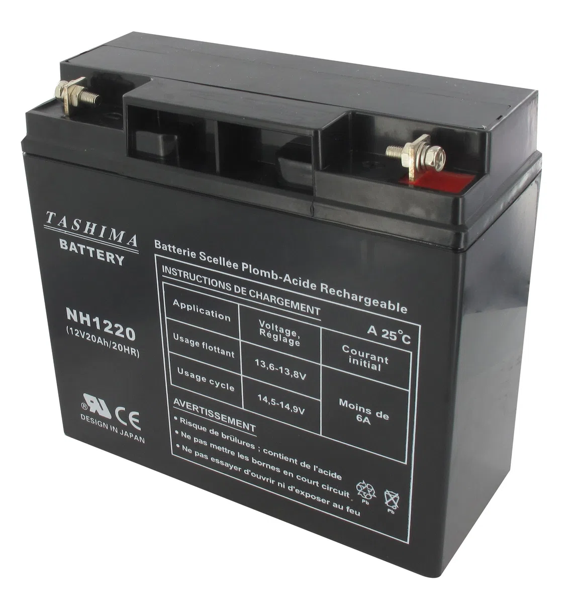 Tashima - Batería para moto NH1220/NH1218 12V 20Ah, negra