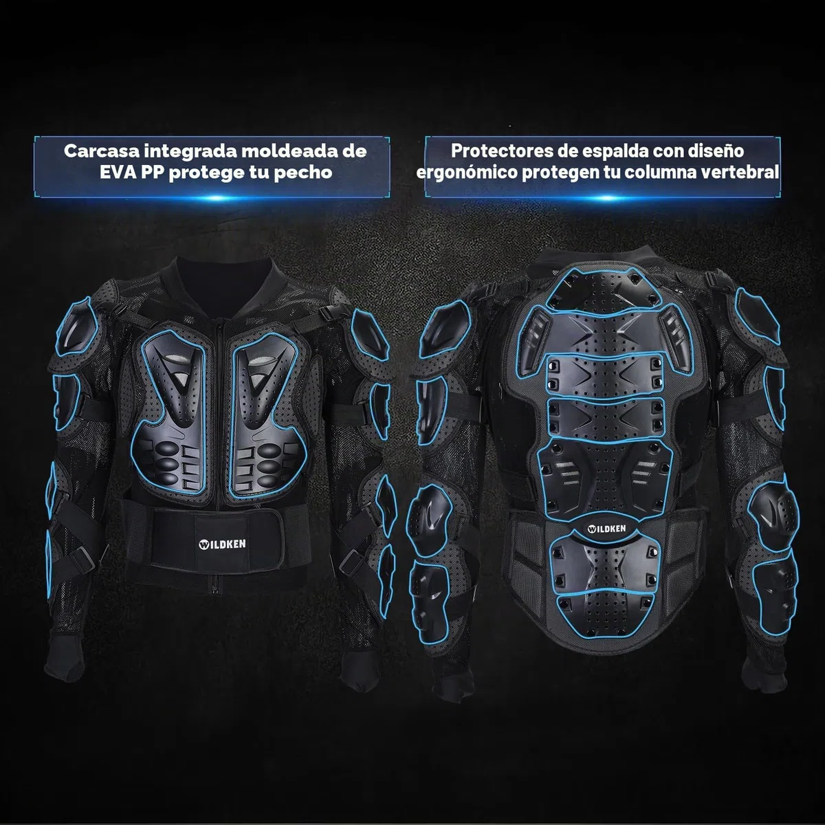 Wildken - Chaqueta de Armadura para Motocicleta, Chaqueta para Moto, Chaleco de protección, Equipo de Moto, Cross Scooter, MTB Enduro para Hombre o Mujer